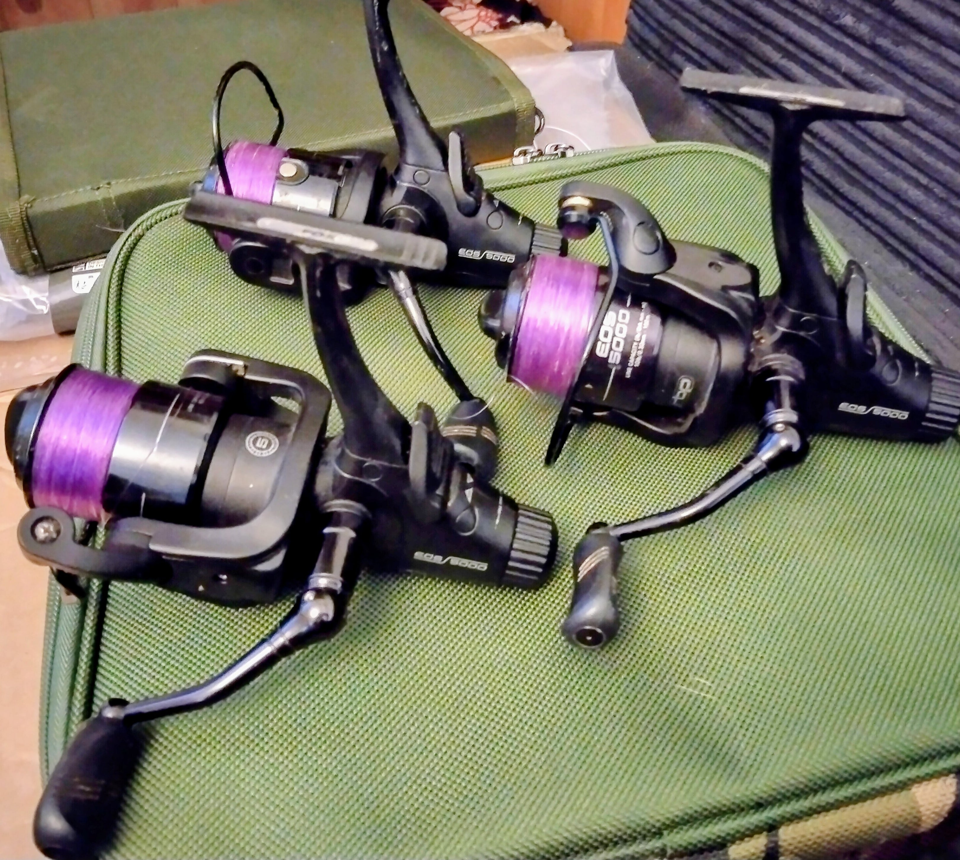 3 x Fox EOS 5000 Reels with TEN Spools - Used, VGC - Carp & Specimen Fishing