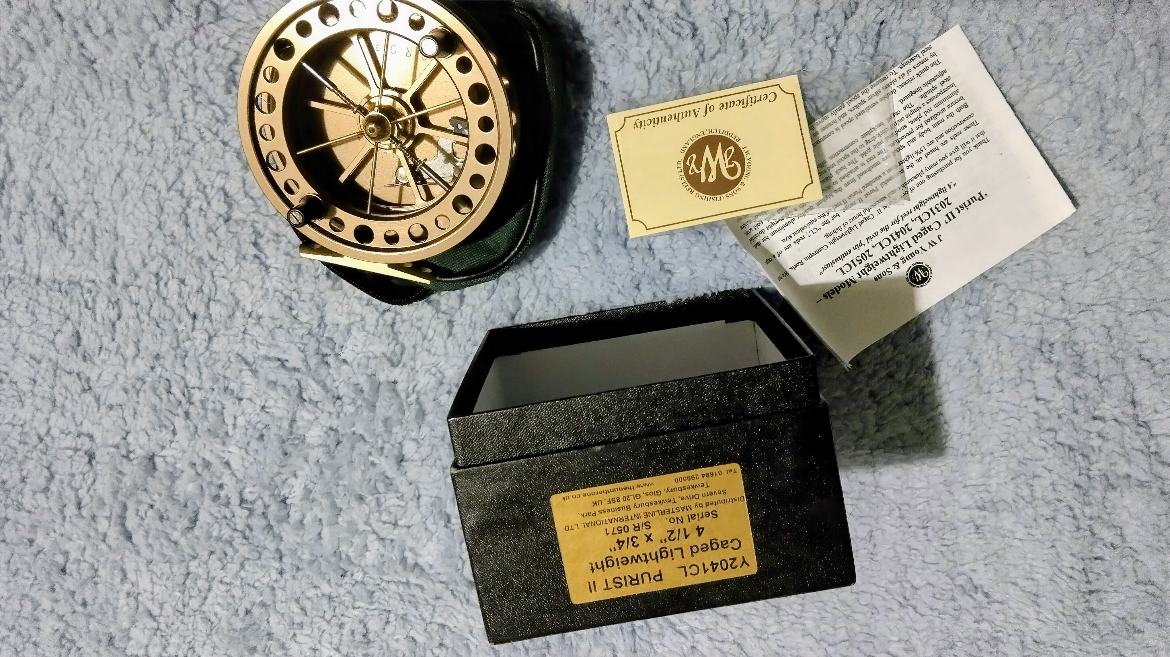 J W Young Purist II 2041 CL Centrepin Reel - As New - Bronze 4.5" Fishing Reel