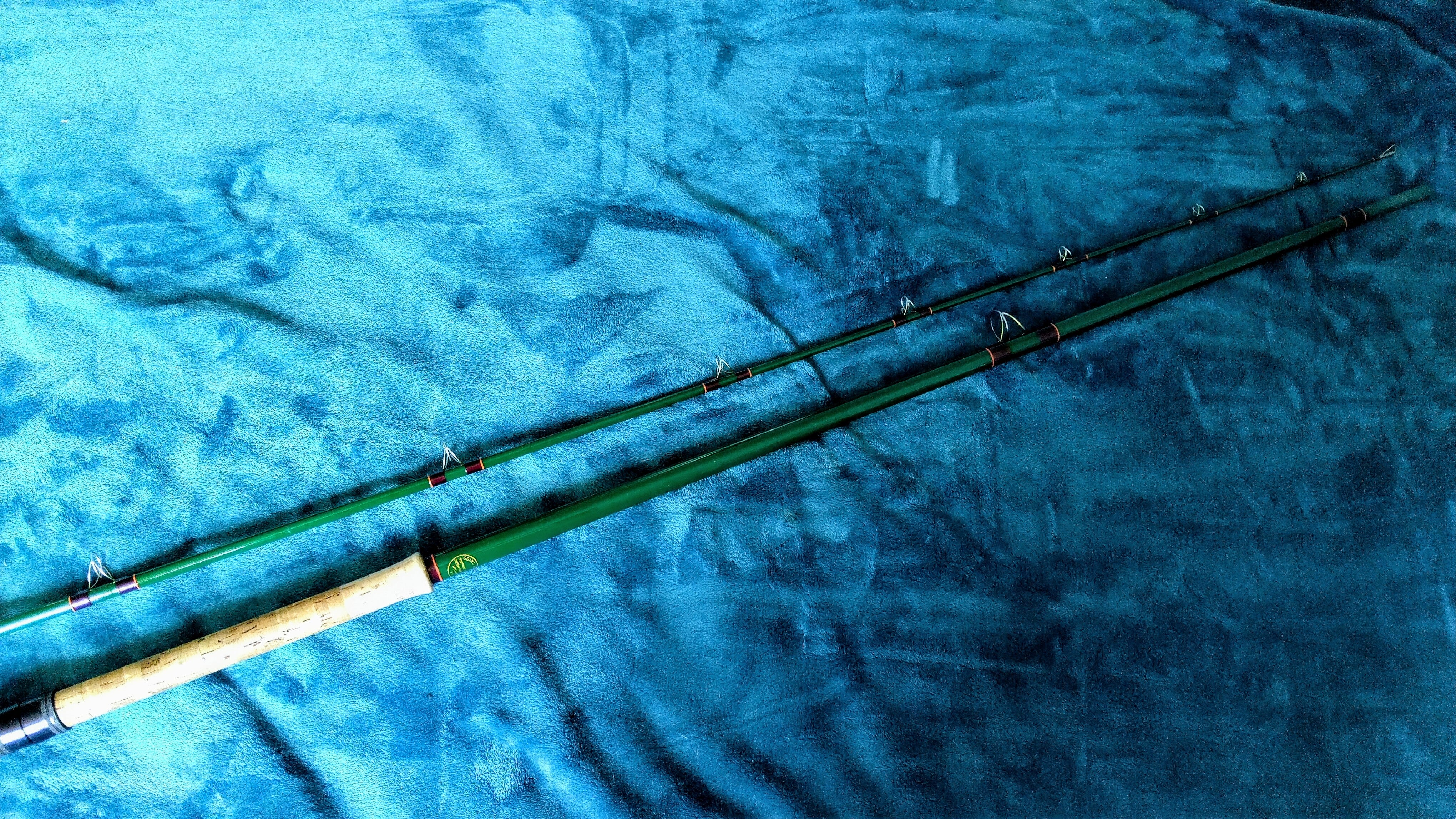 Vintage Going Bros 11ft Green Glass Fishing Rod - Hand Built - Superb Condition