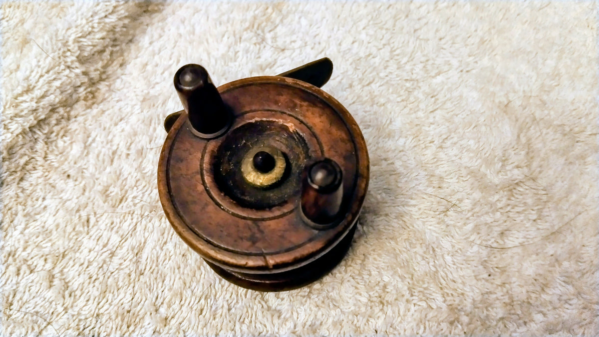 Vintage Wooden Nottingham Style Centrepin Fishing Reel Brass Antique Coarse