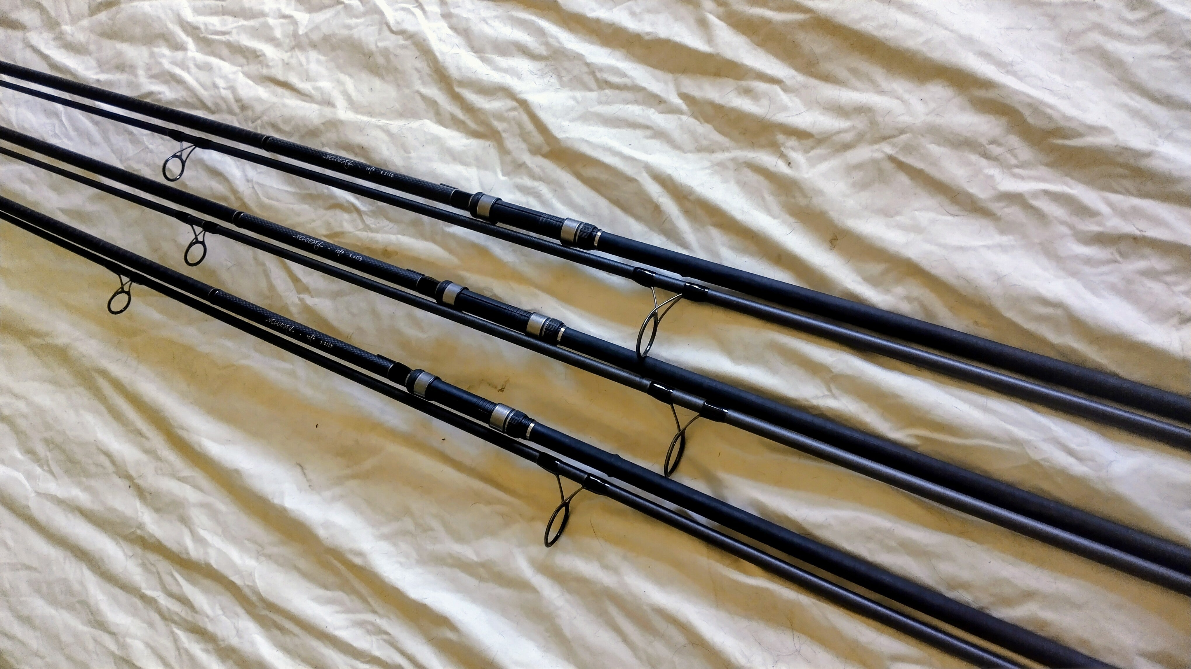 Set of 3 Shimano Tribal Velocity 12ft 3.25lb TC Carp Rods 50mm Guides Pre-owned