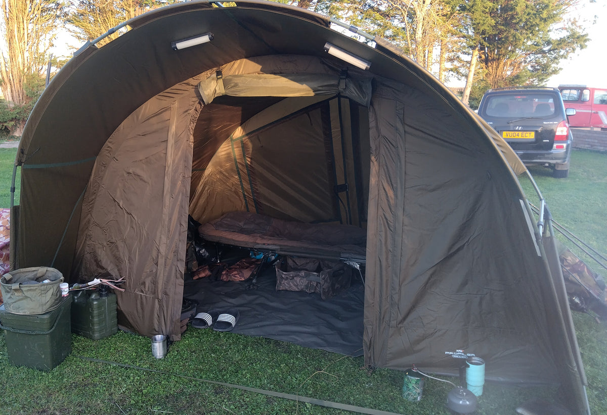 NGT Profiler XL 2 Man Carp Fishing Bivvy 1.8m High with Porch Hood Barely Used
