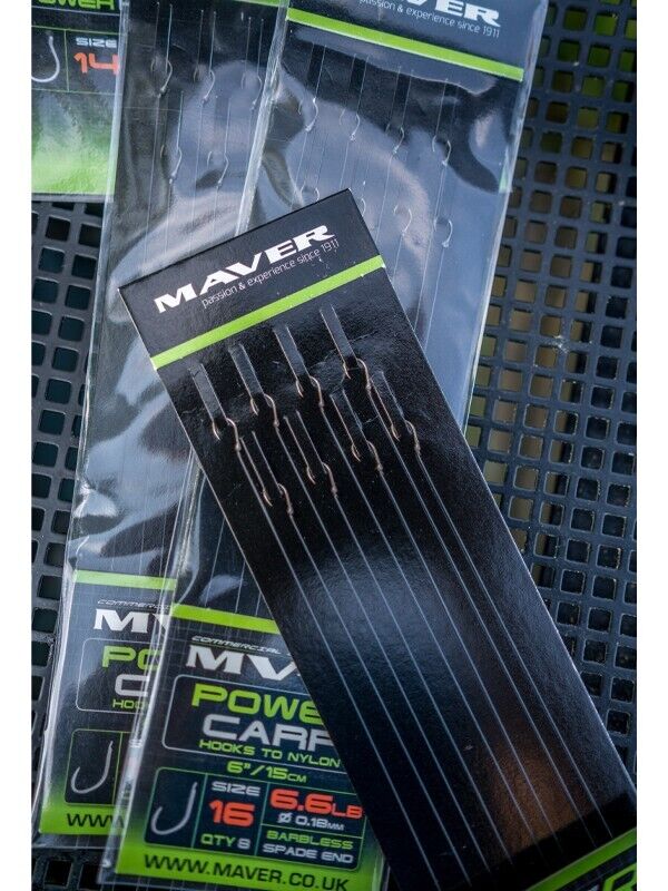 Maver MV-R Power Carp hooks to nylon - All sizes