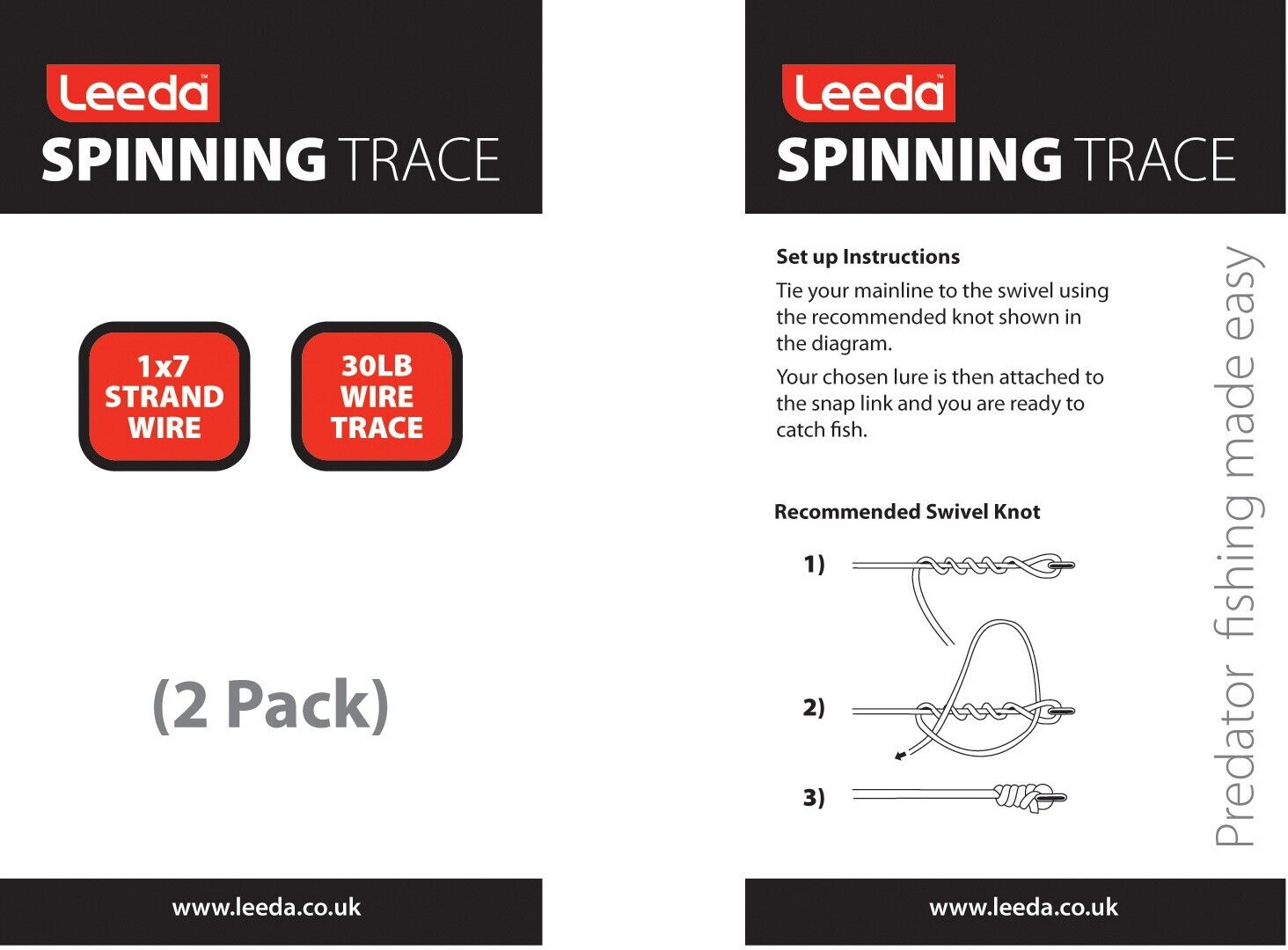 Leeda Pike & Predator Fishing Fishing Spinning Trace - 30lb Wire - Twin Pack