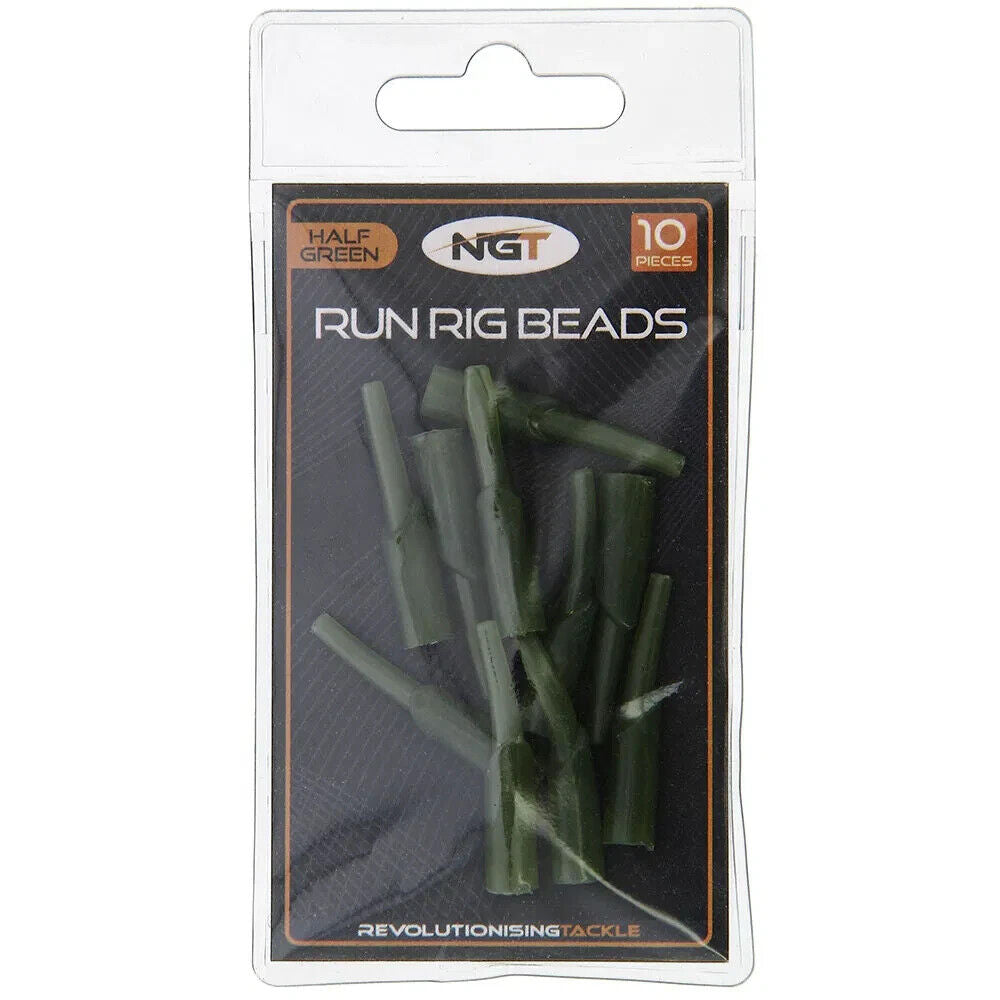 NGT carp fishing run rig beads - Choose from gravel brown or weed green