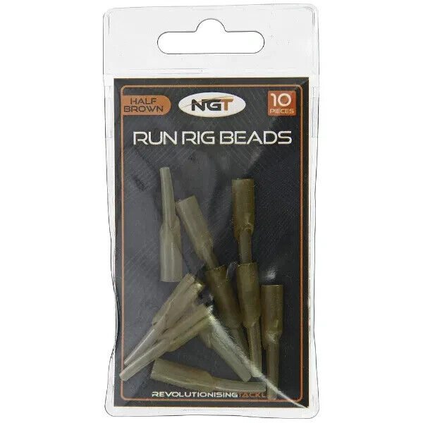 NGT carp fishing run rig beads - Choose from gravel brown or weed green