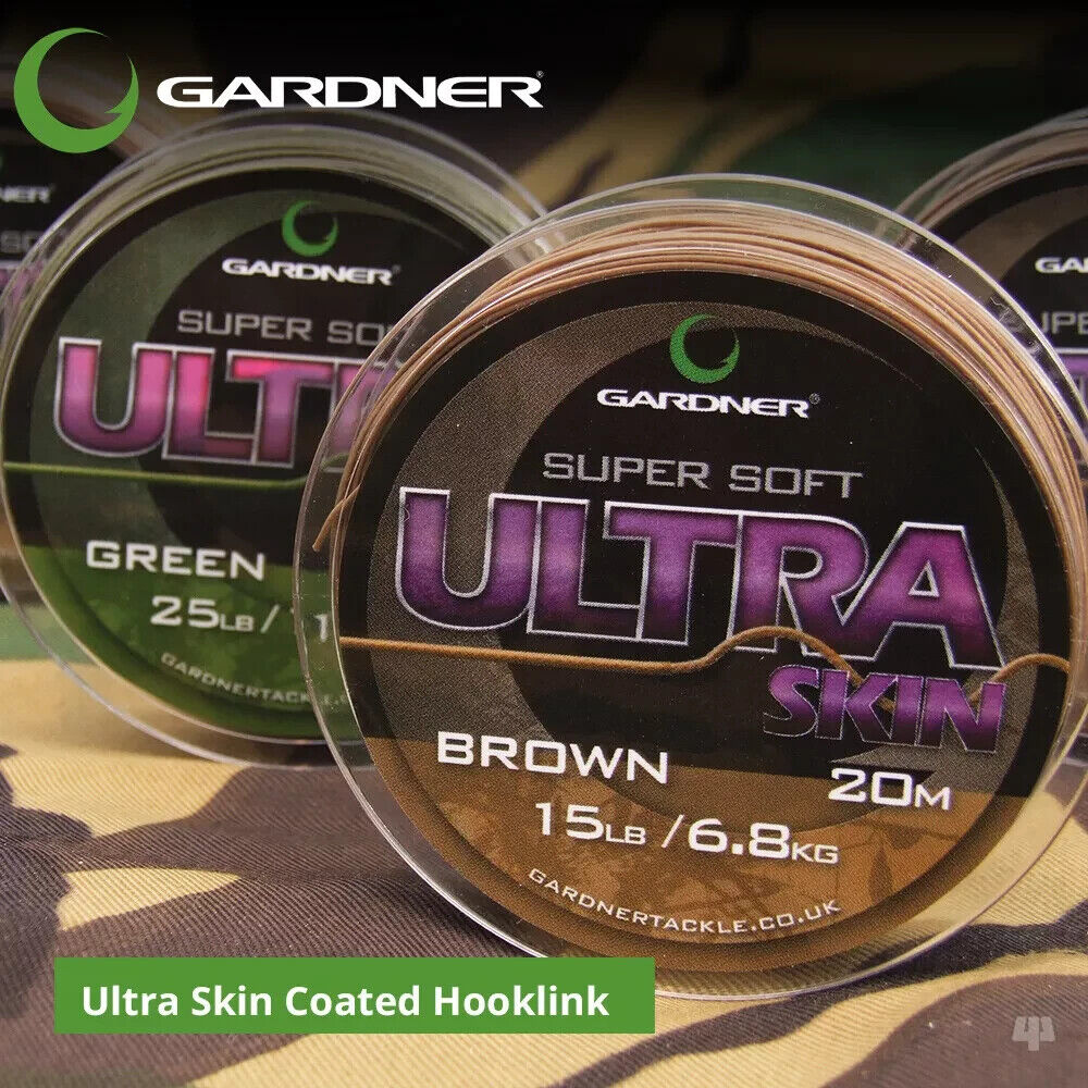 Gardner Tackle 25lb Ultra Skin hooklink - Available in Silt & Green