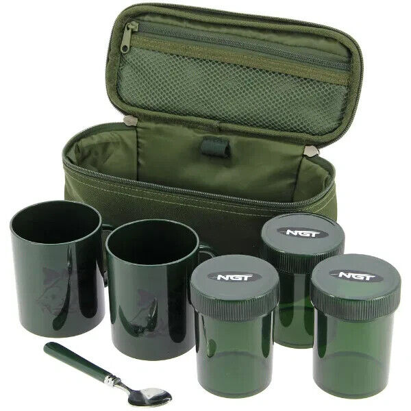 NGT carp fishing Brew Kit bag  - Cups & tea and coffee containers included