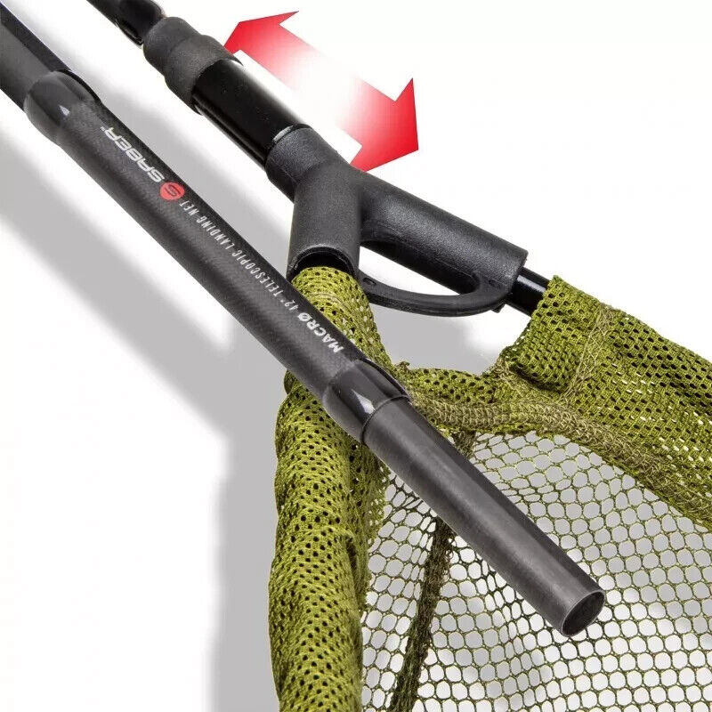 Saber Macro 42" carp fishing landing net & telescopic two-piece handle