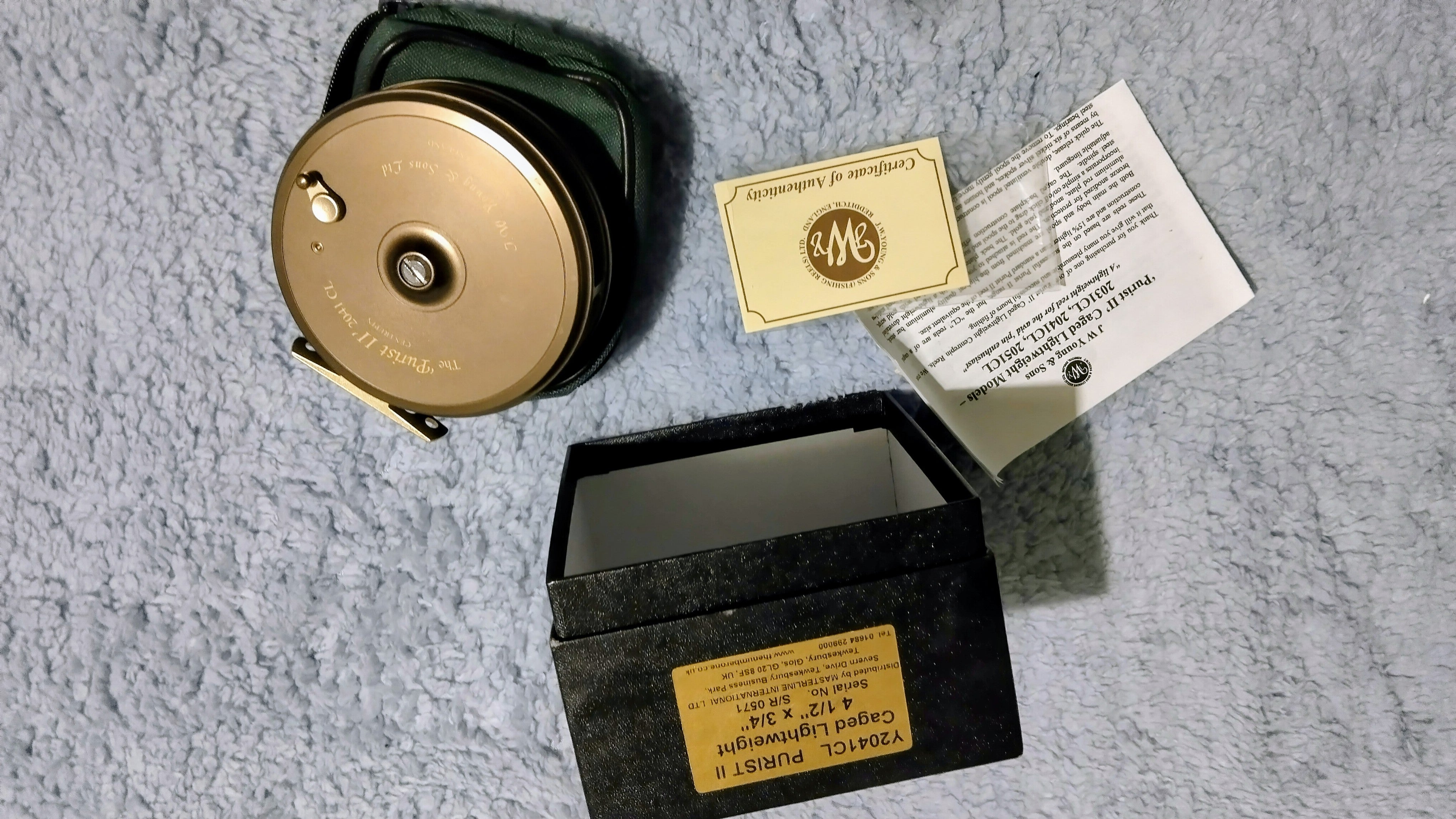 J W Young Purist II 2041 CL Centrepin Reel - As New - Bronze 4.5" Fishing Reel