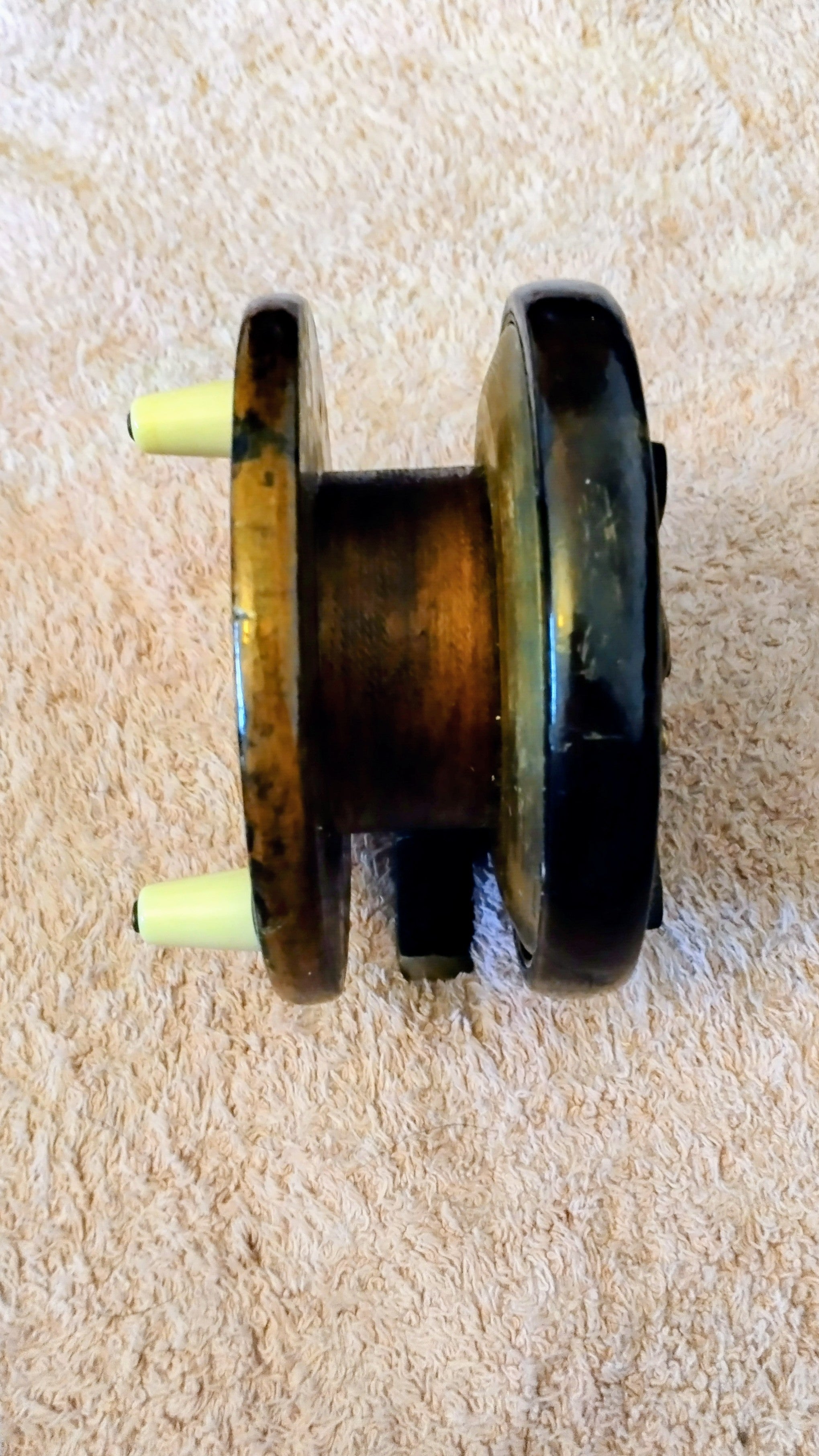 Antique Wood Brass Centrepin Reel 4.5" Vintage Wooden Trotting Reel Inc Case