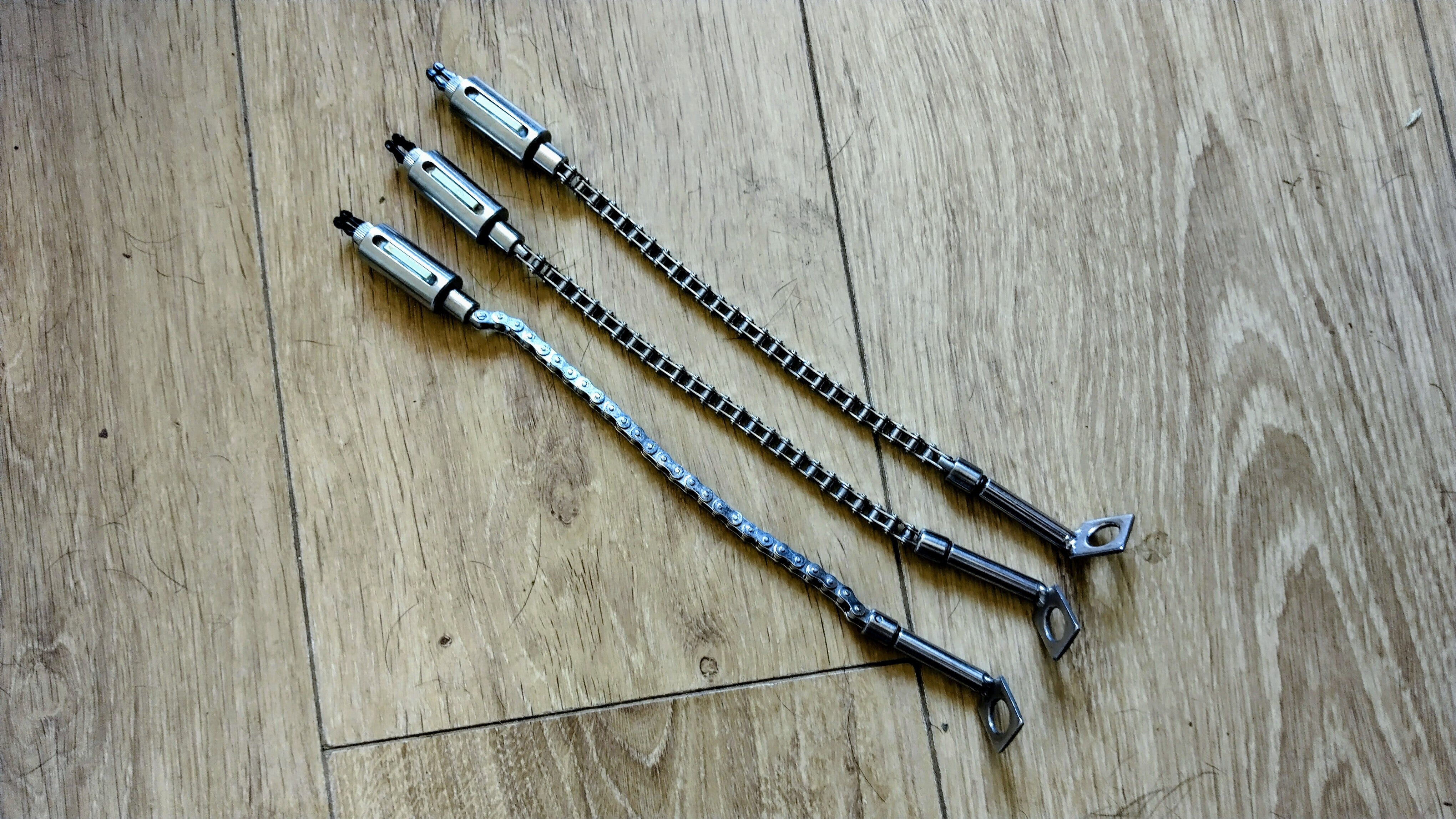 3 Stainless Steel Bike Chain Bobbins Carp Fishing Hangers Cult Old School Inc Hockey Sticks