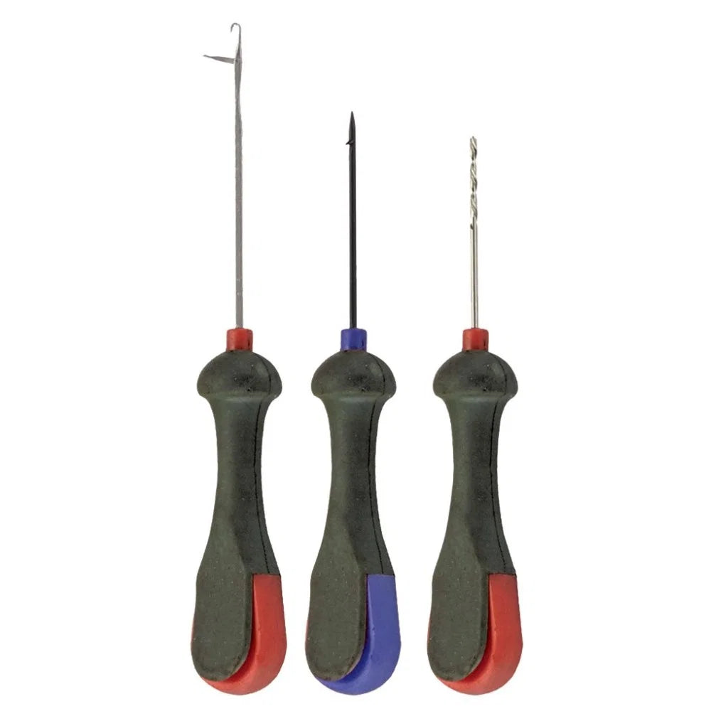 Boilie Needle & Drill Set 3pc Carp Fishing Bait Tools Latch & Plain Needles