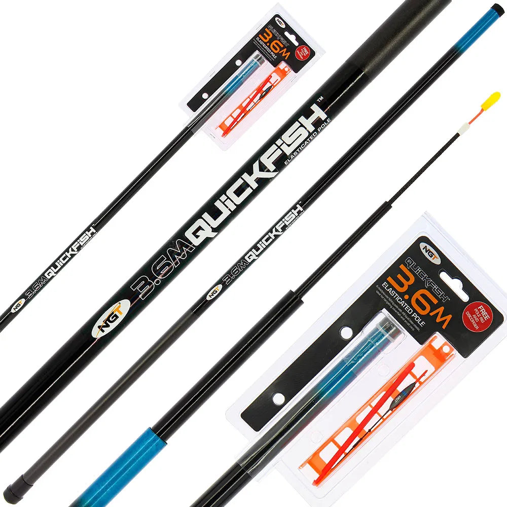NGT Quickfish Combo - Elasticated Pole with Rig & Disgorger - Choose from 3.6m or 5.7m