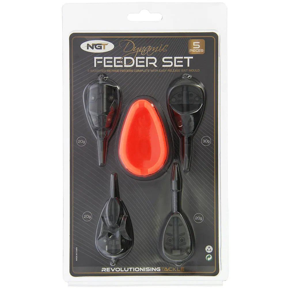 NGT Dynamic Method Feeder Set 4 Inline Feeders & Mould 20g 30g Carp Coarse Tackle
