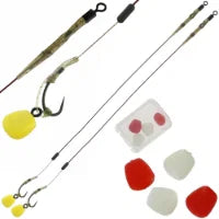 NGT Dynamic D-Rig Hair Rigs Twin Pack Size 6 & 8 Barbless Carp Tackle + Corn