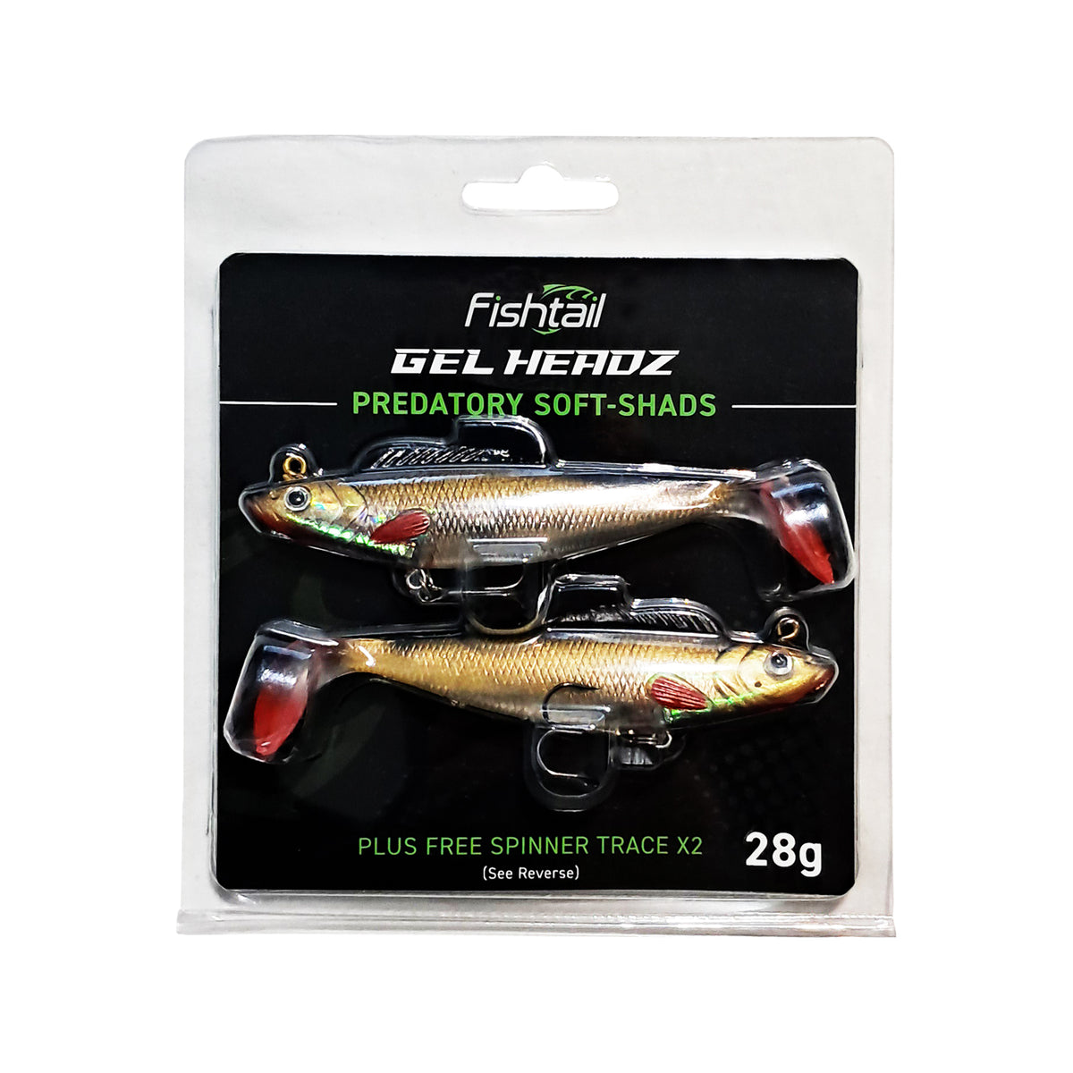 FISHTAIL Soft Lure 28g 2 Pack Pike Perch Predator Shad Paddle Tail Lures
