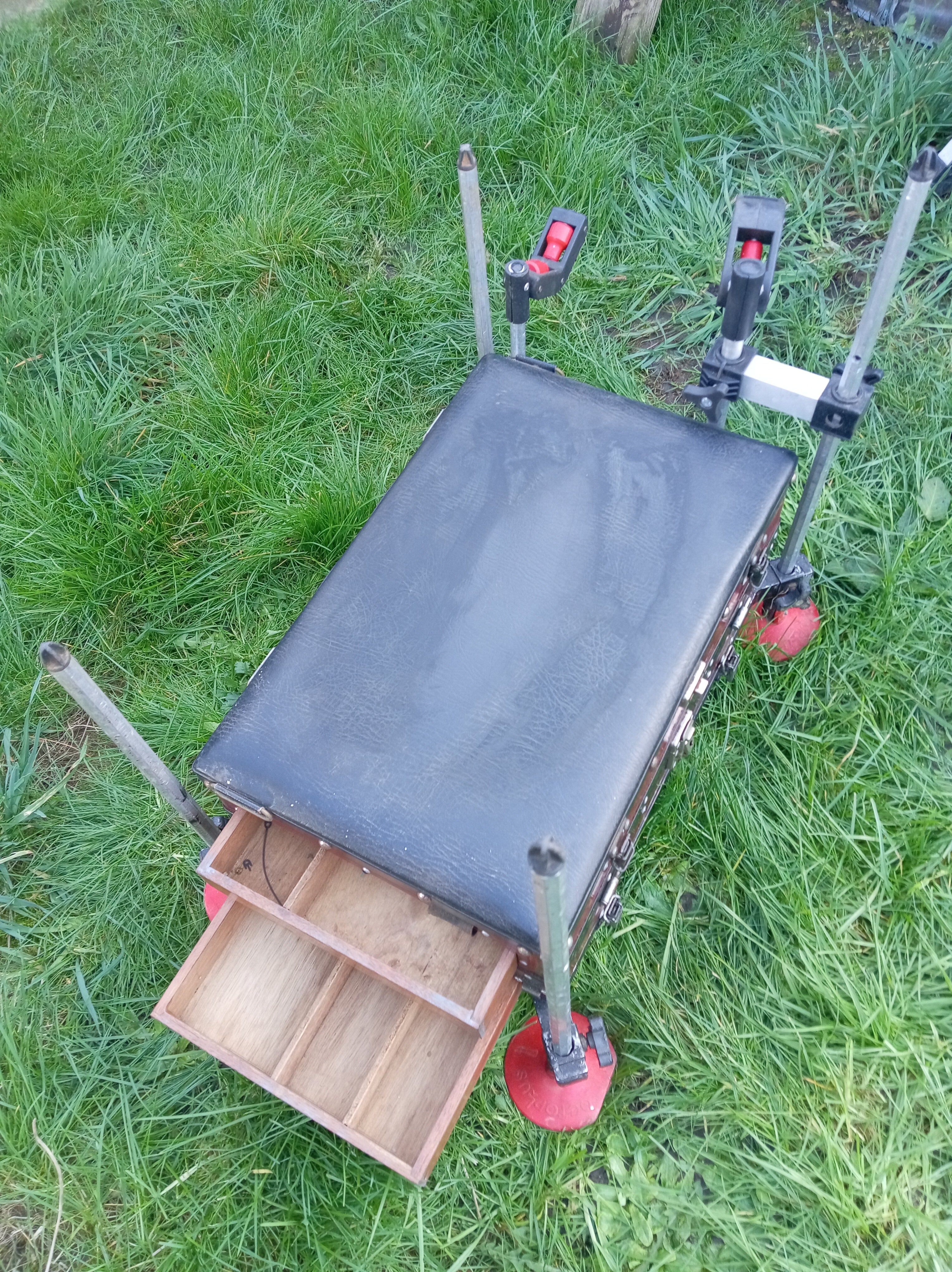 Vintage Style Two-Drawer Fishing Seat Box | Padded Seat & Tackle Storage