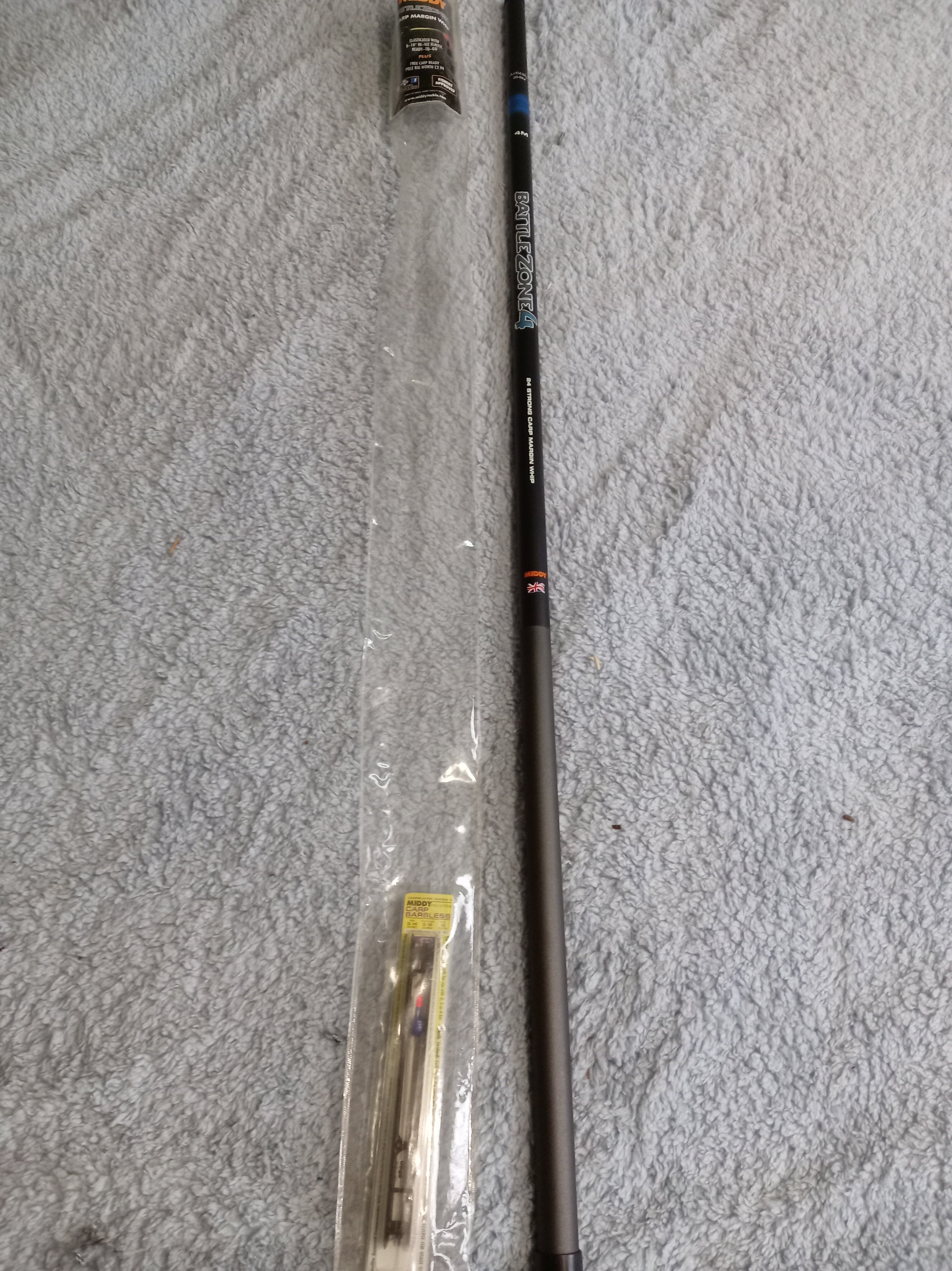 Middy BattleZone 4m Carp Margin Whip - Elasticated + Pole Rig - Ready to Fish