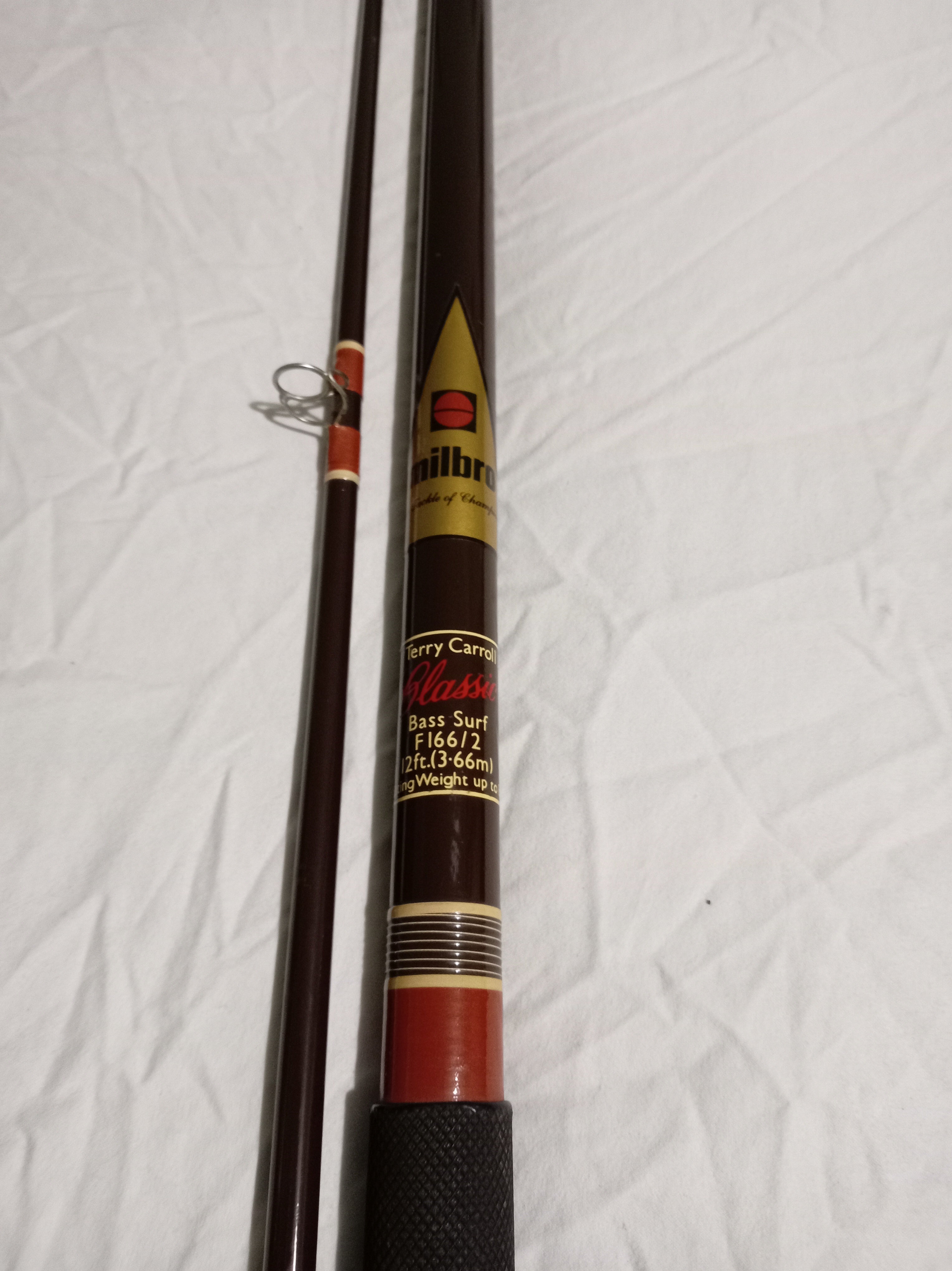 VINTAGE Milbro Terry Carroll CLASSIC Bass Surf F166/2 Rod - 12ft - SUPERB