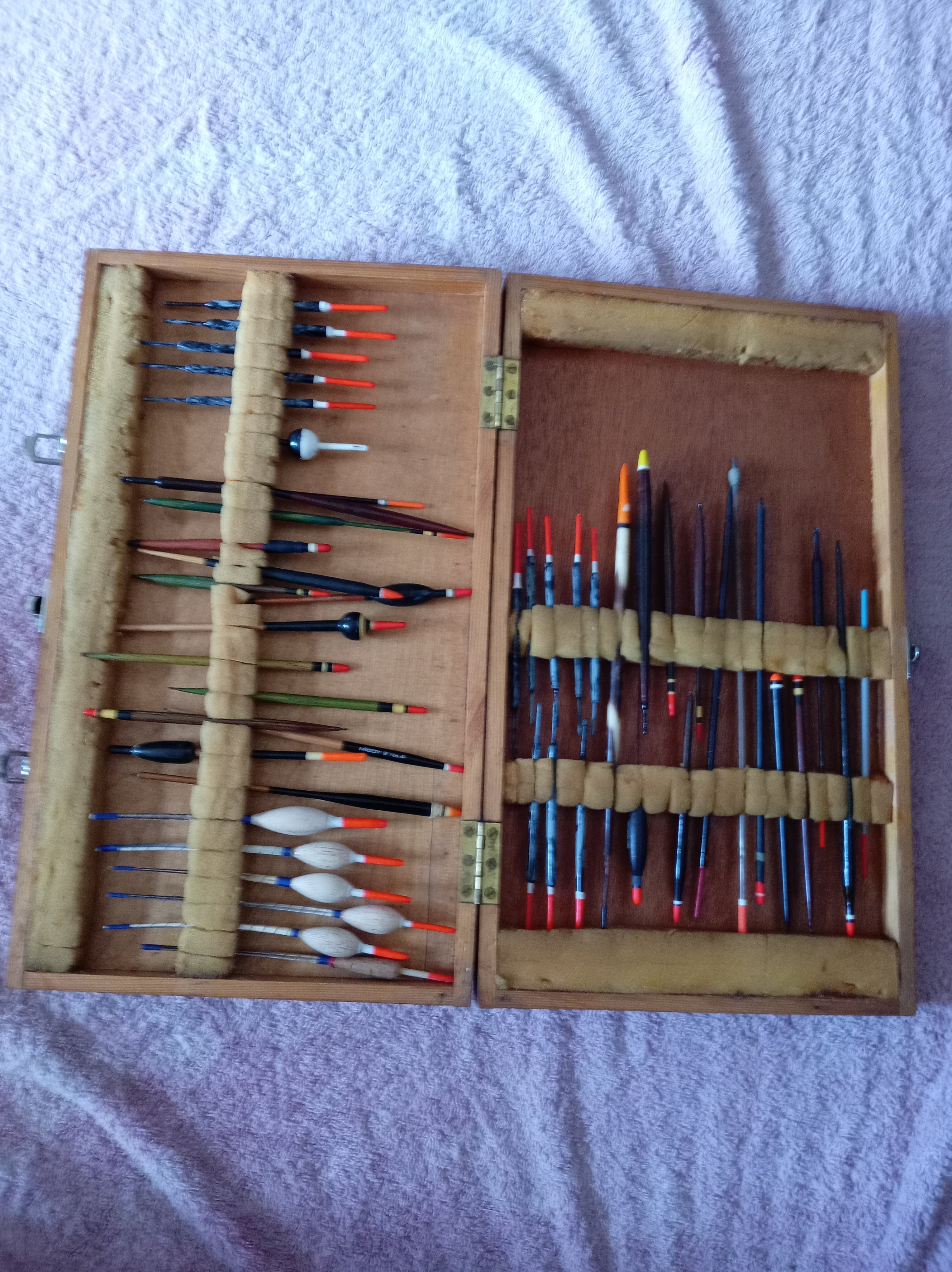 Vintage Wooden Fishing Float Box & Floats | Traditional Angling Storage