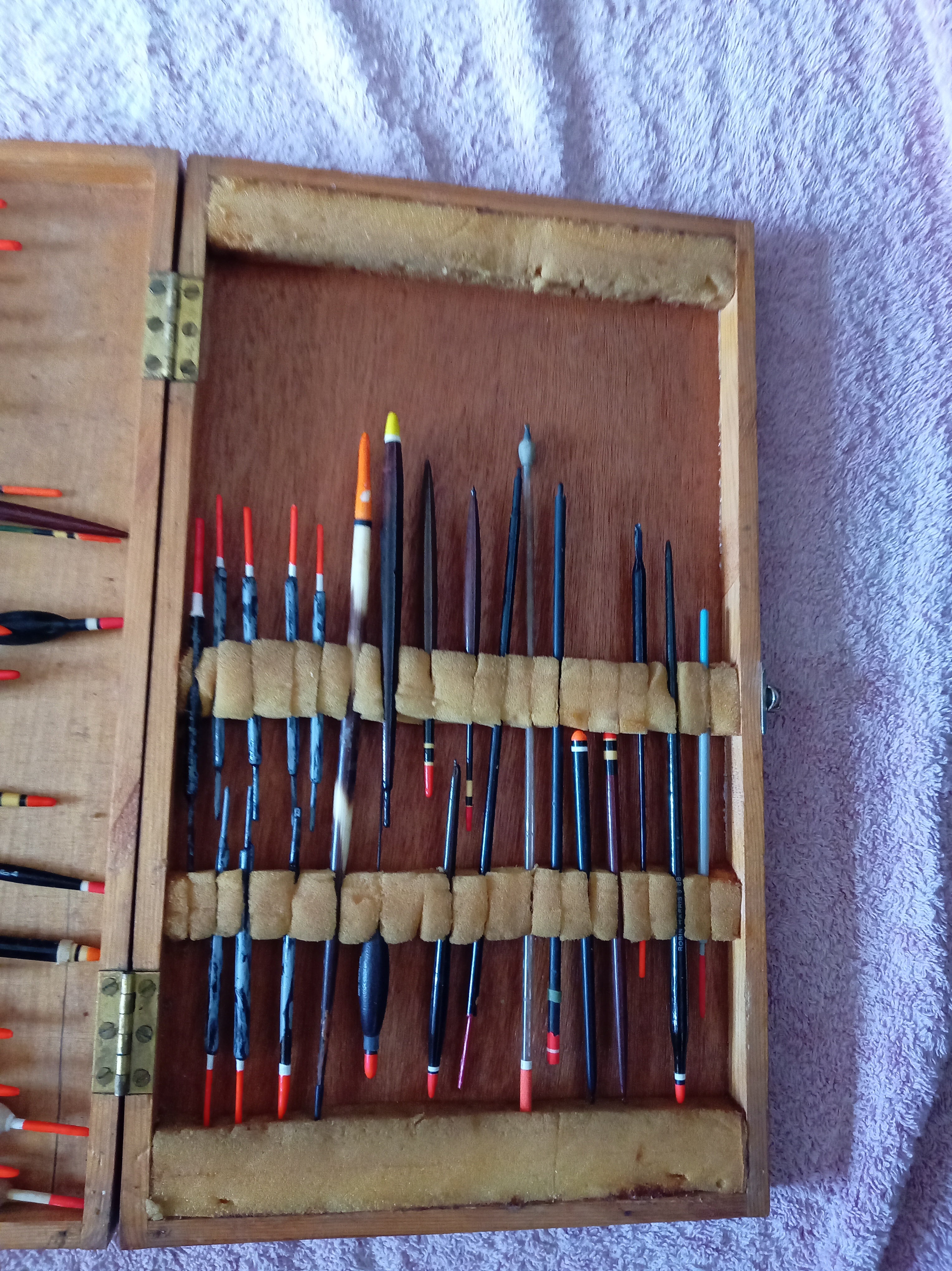 Vintage Wooden Fishing Float Box & Floats | Traditional Angling Storage