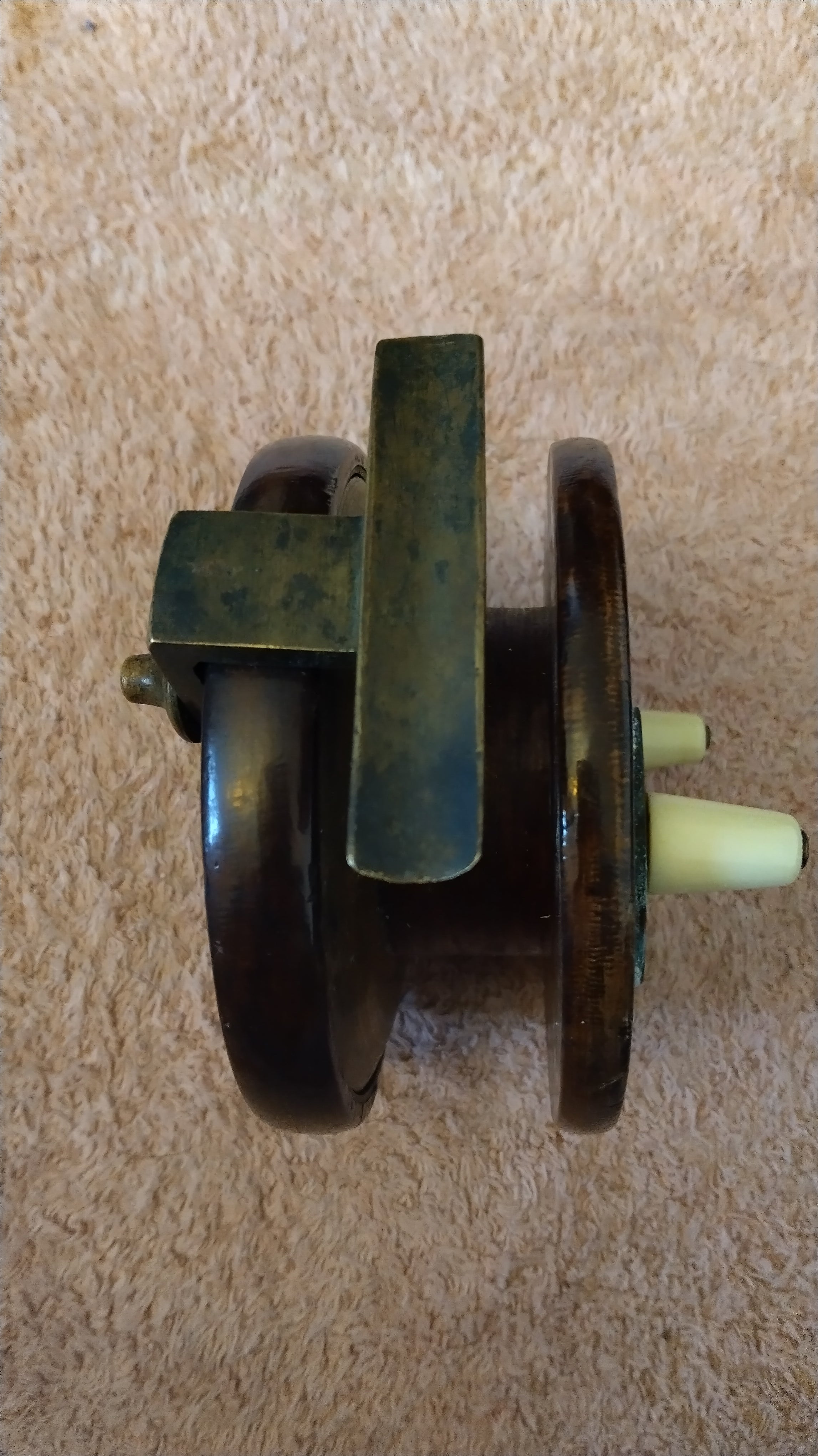 Antique Wood Brass Centrepin Reel 4.5" Vintage Wooden Trotting Reel Inc Case