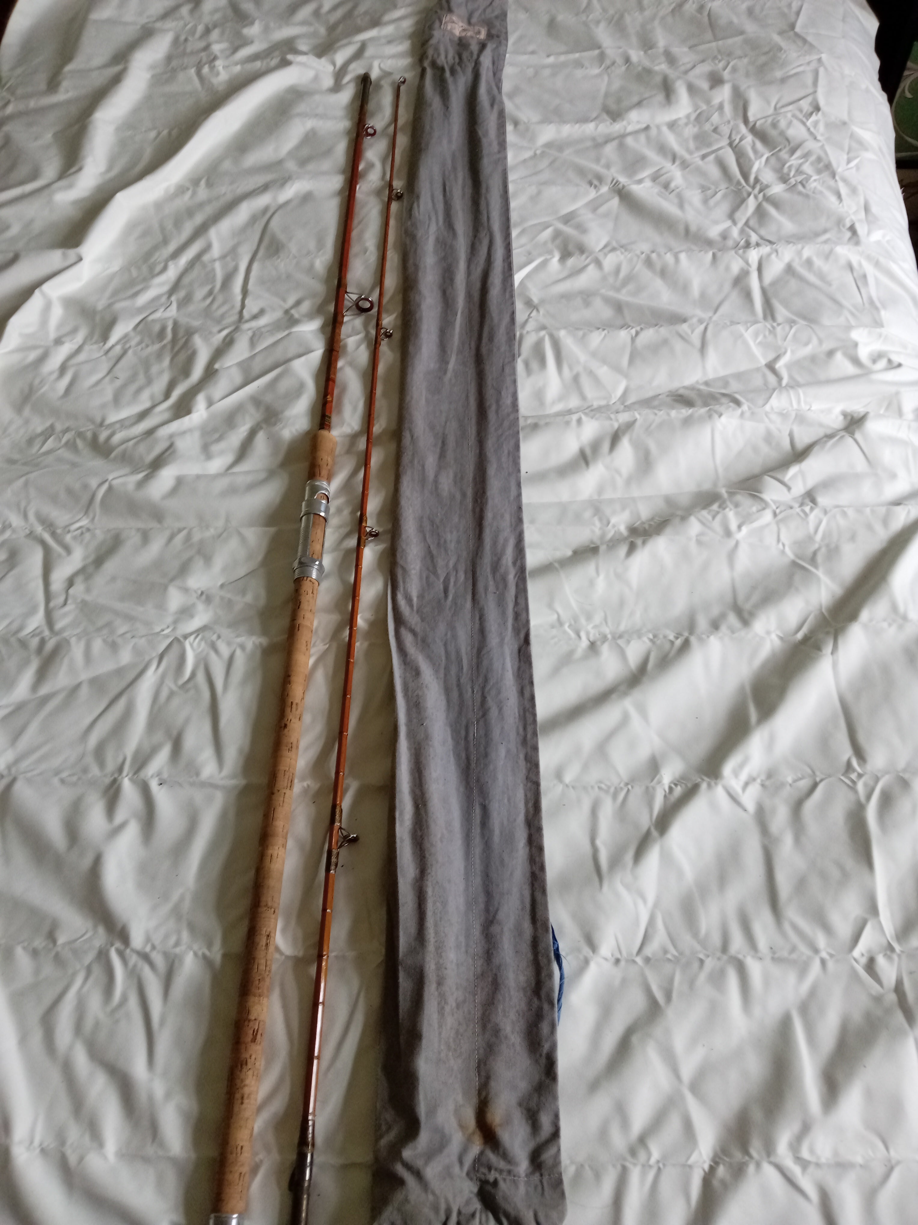 Vintage Martin James 9ft Split Cane Fishing Rod Robertsons of London With Bag
