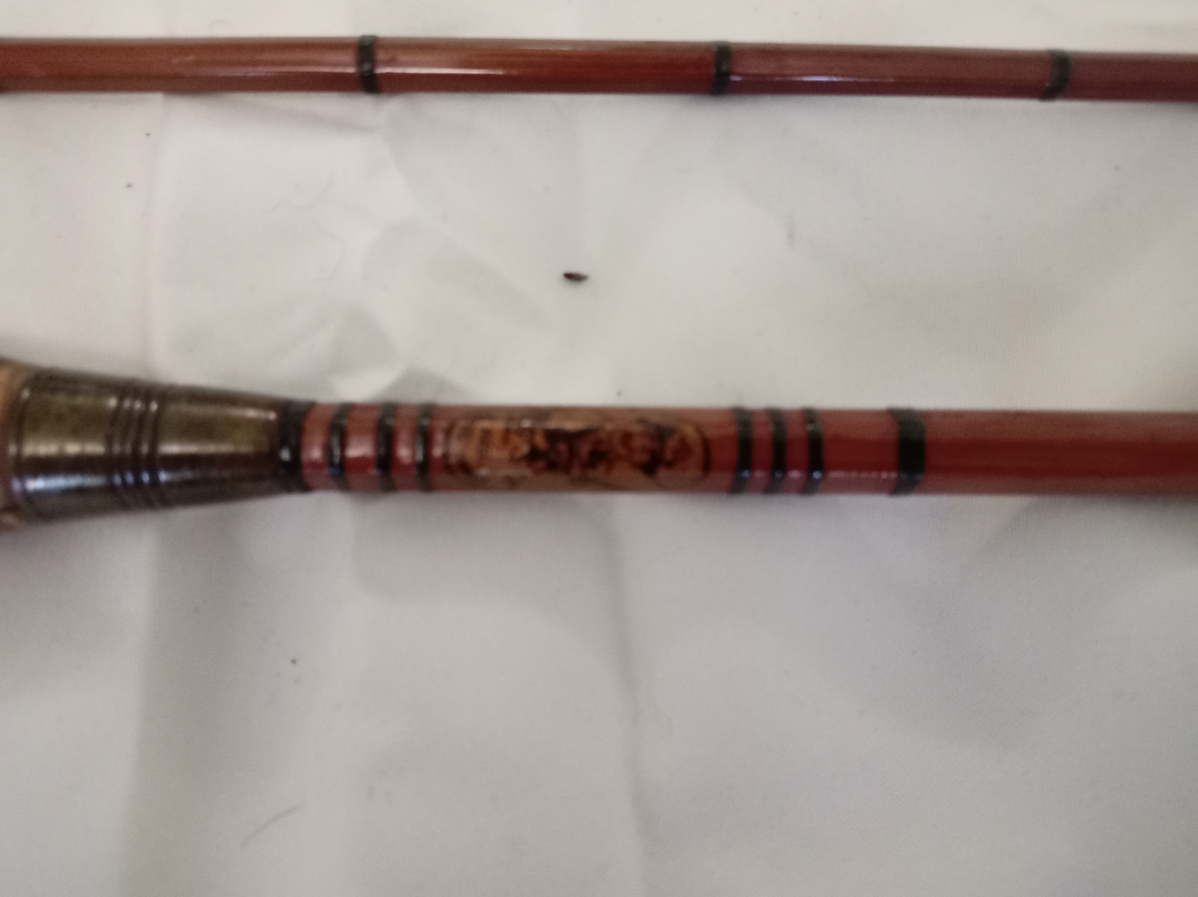 Vintage MARCO 7ft Split Cane Fishing Rod 2-Piece Coarse Trout Fly With Cloth Bag