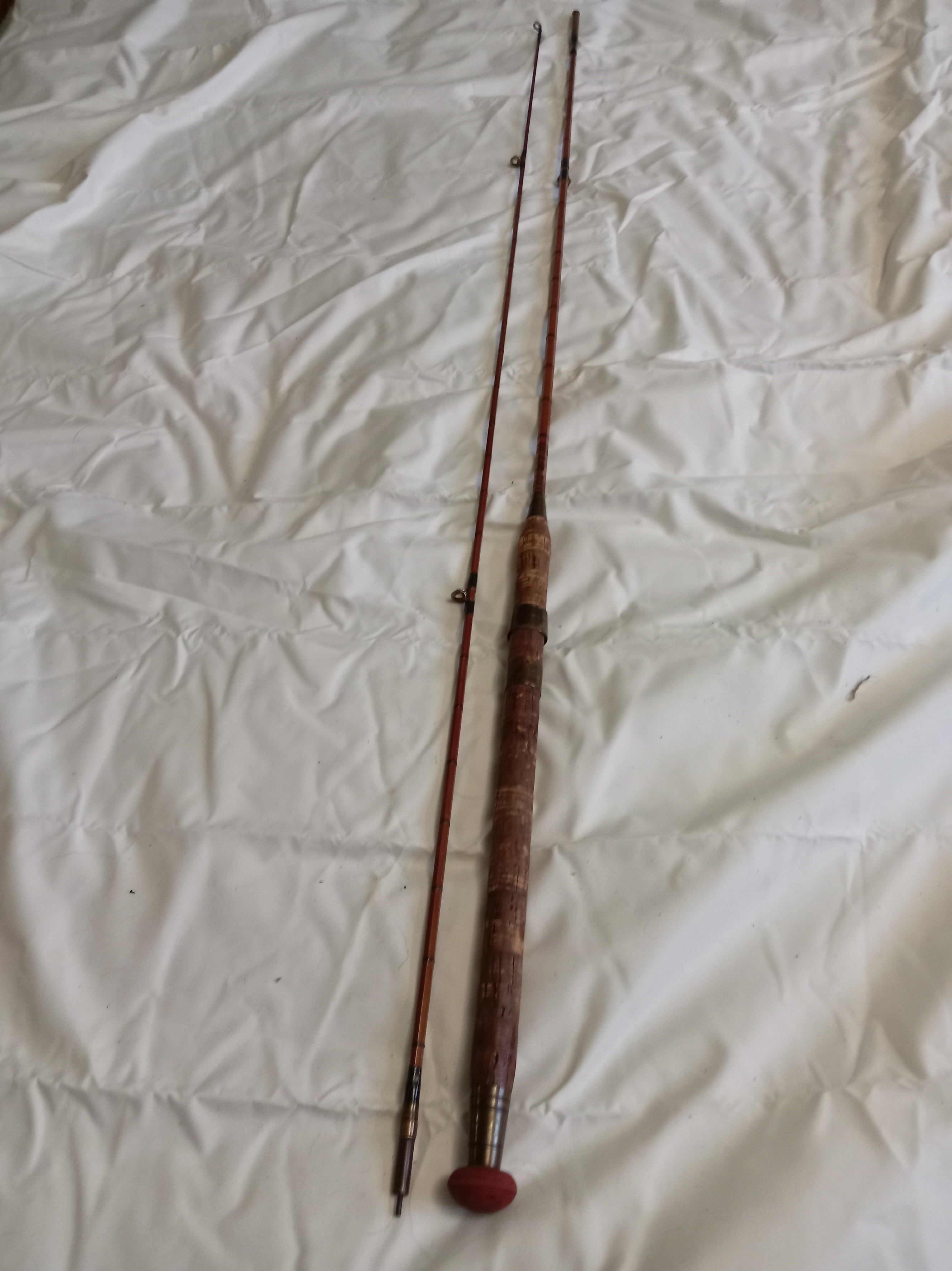Vintage MARCO 7ft Split Cane Fishing Rod 2-Piece Coarse Trout Fly With Cloth Bag