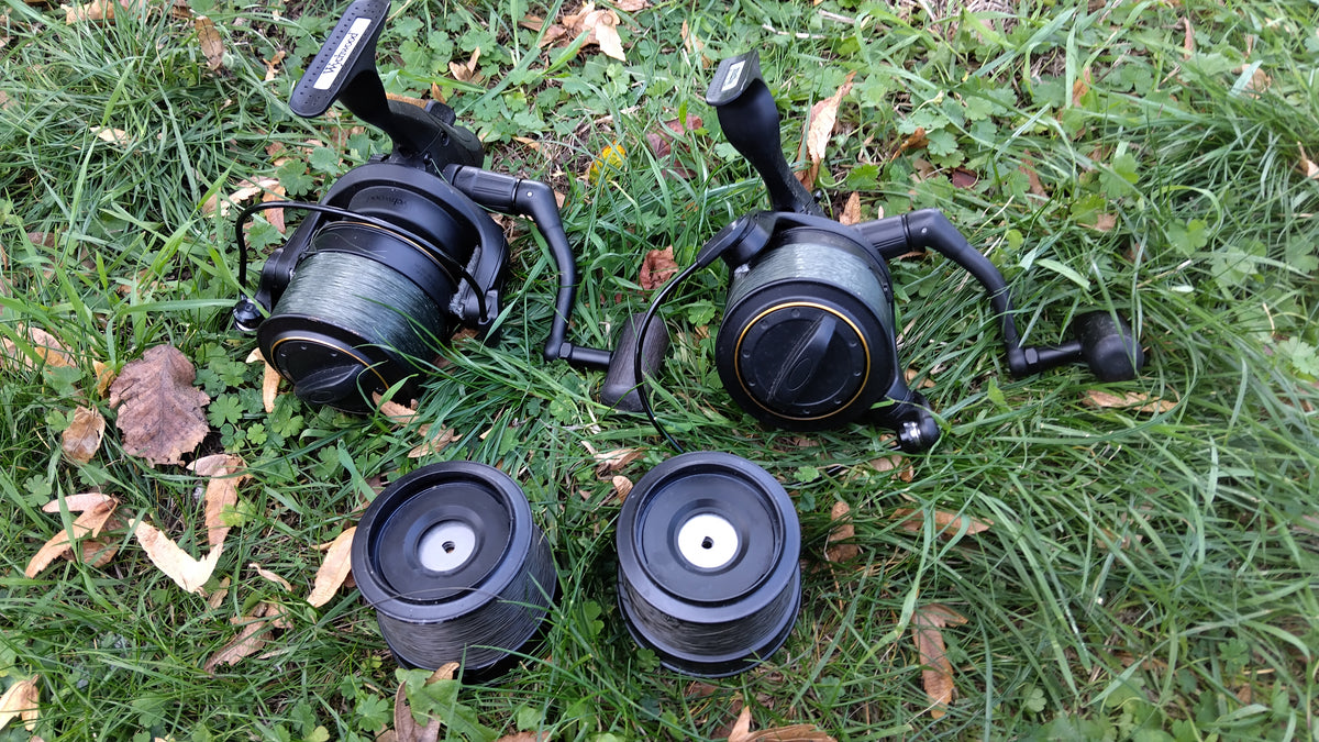 Pair Wychwood Riot 65S Big Pit Carp Reels with Spare Spools – VGC