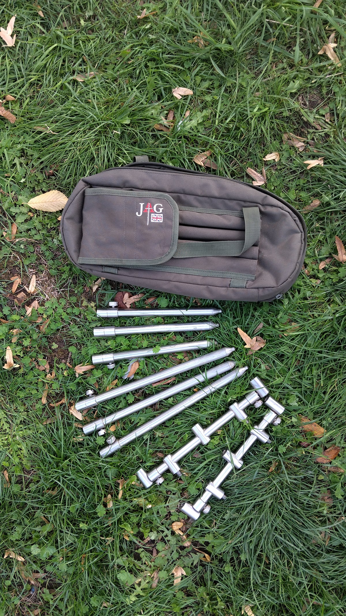 JAG Chunky Stainless Steel 3 Rod Buzz Bars & 6 Banksticks Set with Bag
