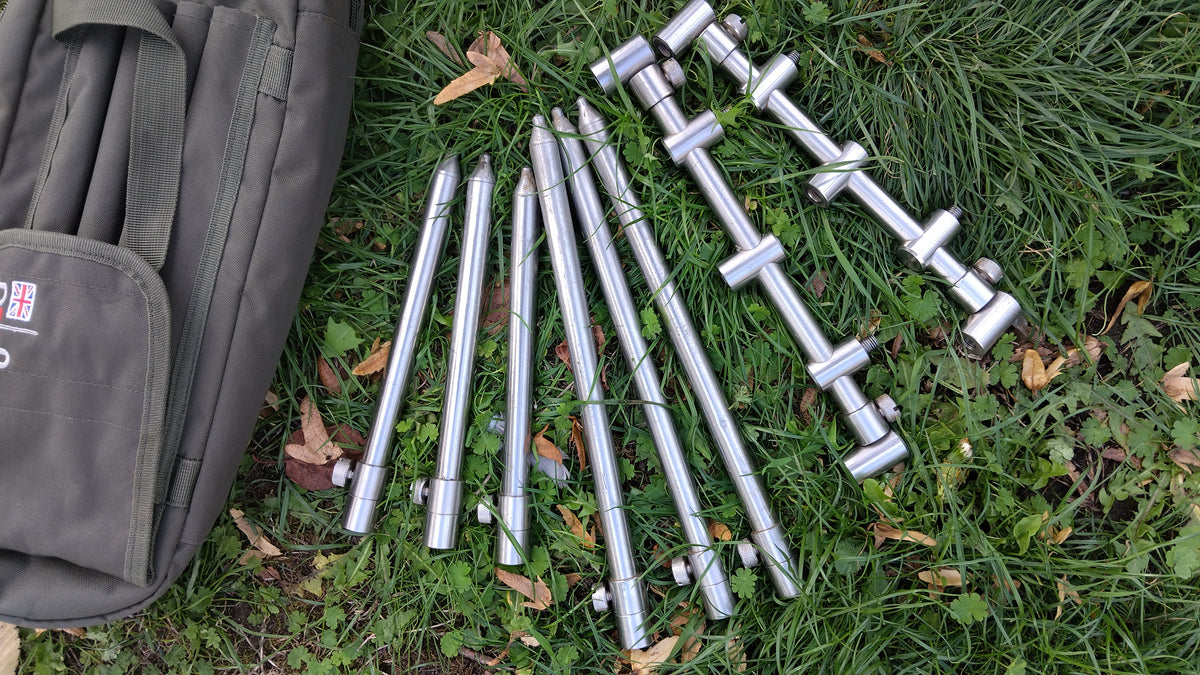 JAG Chunky Stainless Steel 3 Rod Buzz Bars & 6 Banksticks Set with Bag