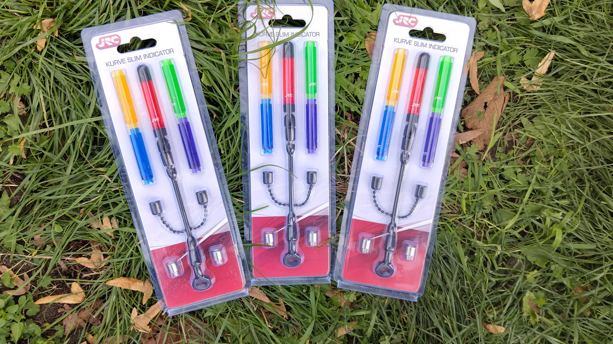 JRC Kurve Slim Bite Indicator Kit Carp Fishing Bobbin 5 Colour Caps Weights