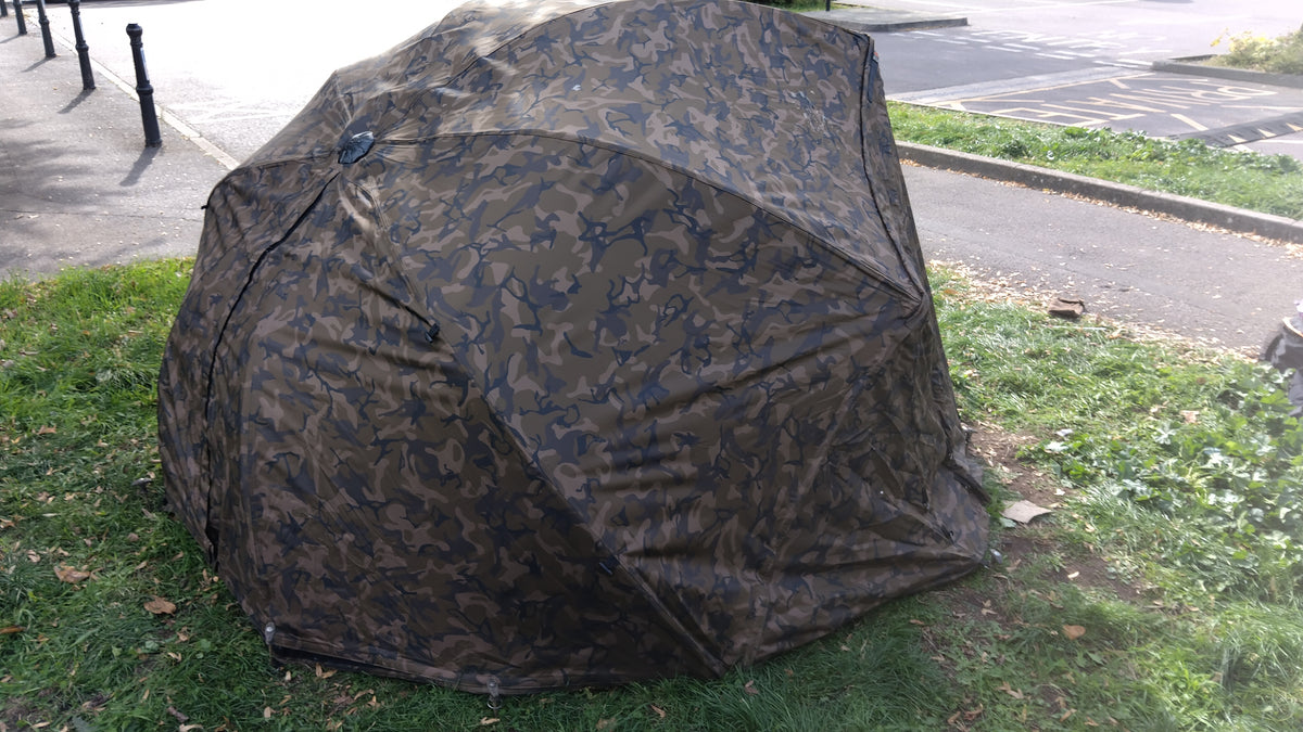 Fox Ultra 60 Camo Brolly System Carp Fishing Shelter Zip-On Front