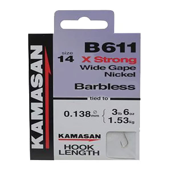 Kamasan B611 Barbless Hooks to Nylon Spade End Commercial Carp Match Fishing