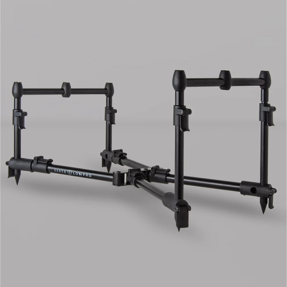 Saber Lowpro Compact 3 Rod Pod Adjustable Carp Fishing Buzzer Bars Carry Case