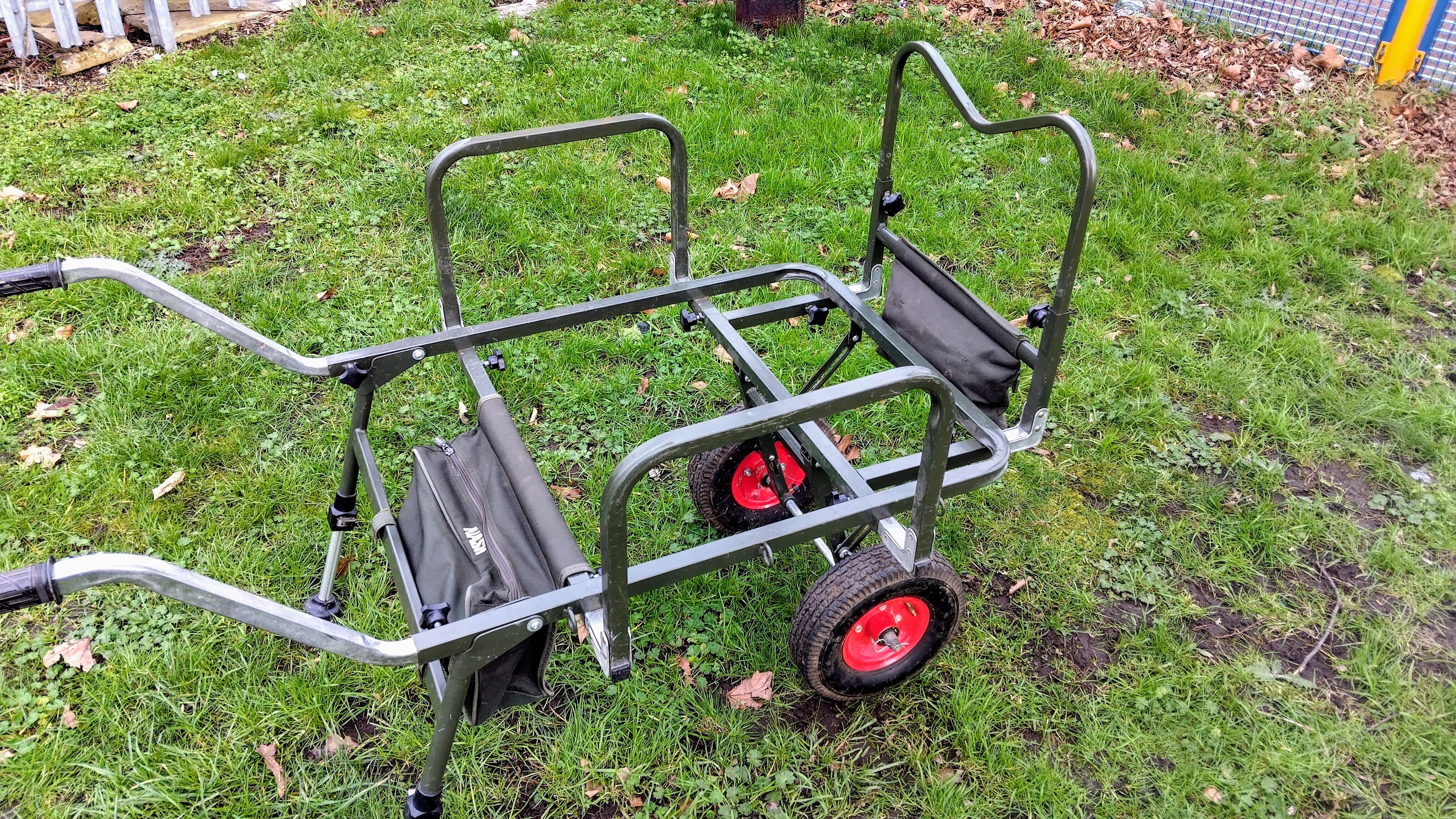 Nash Nomad Carp Fishing Barrow with Front & Read Bags | Robust Tackle Transport