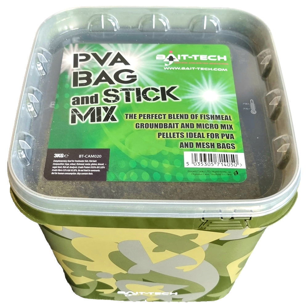 Bait-Tech PVA Bag & Stick Mix - 3kg Camo Bait Bucket