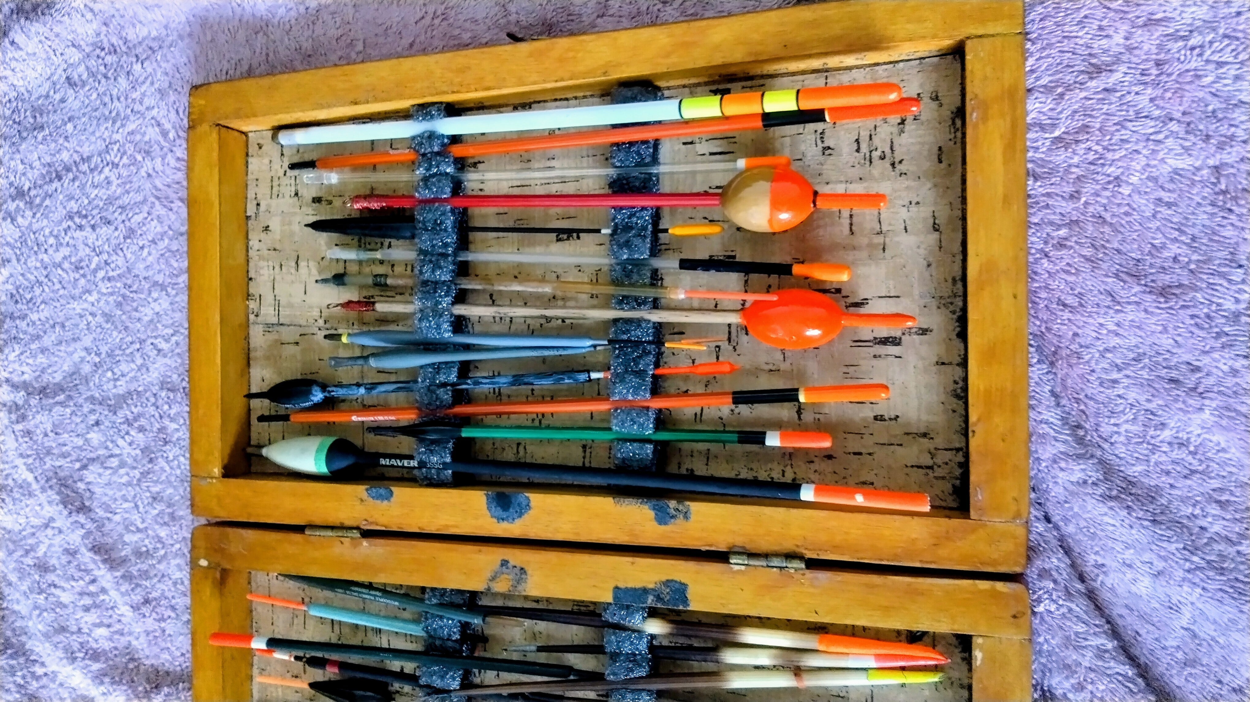 Vintage Wooden Fishing Float Box & Floats | Traditional Angling Storage
