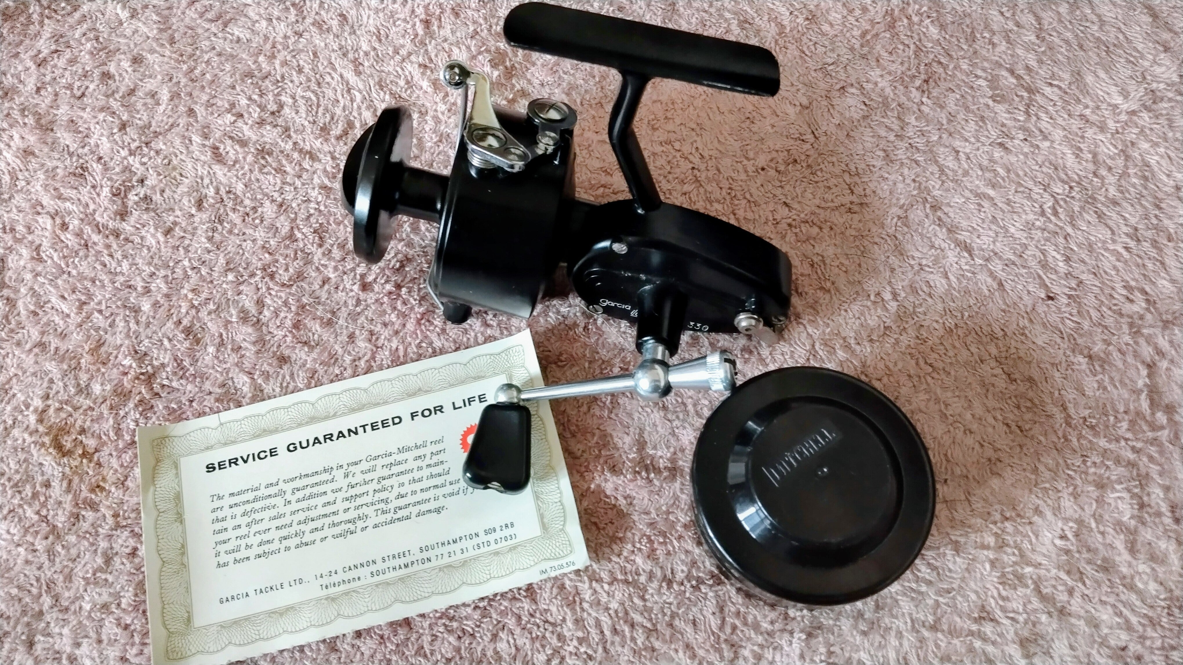 Mitchell 330 Vintage Fishing Reel Spare Spool Hard Case Paperwork Match Carp