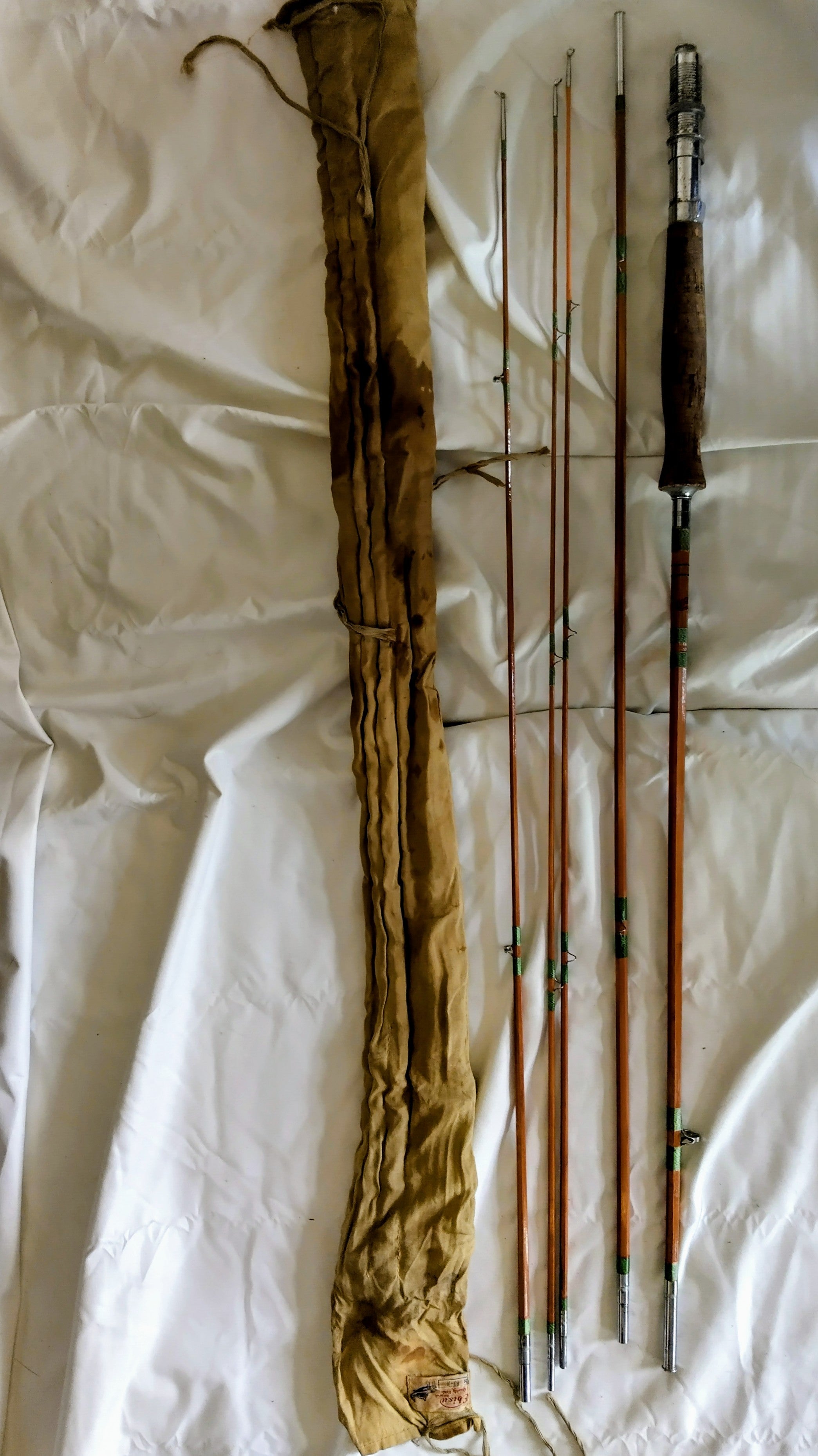 Vintage Ebisu Split Cane Fly Fishing Rod 3 Tip Sections Old School Original Bag