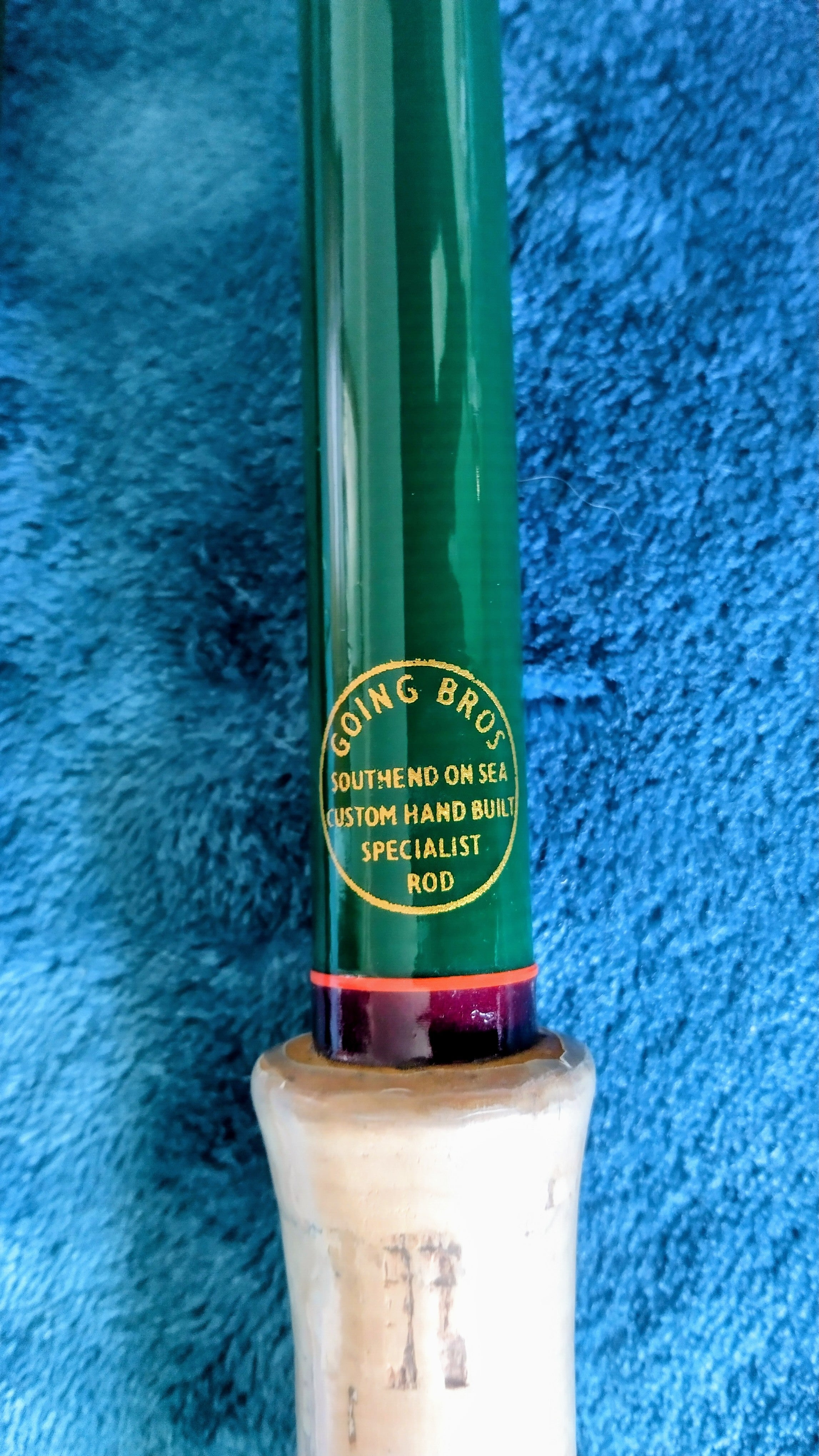 Vintage Going Bros 11ft Green Glass Fishing Rod - Hand Built - Superb Condition