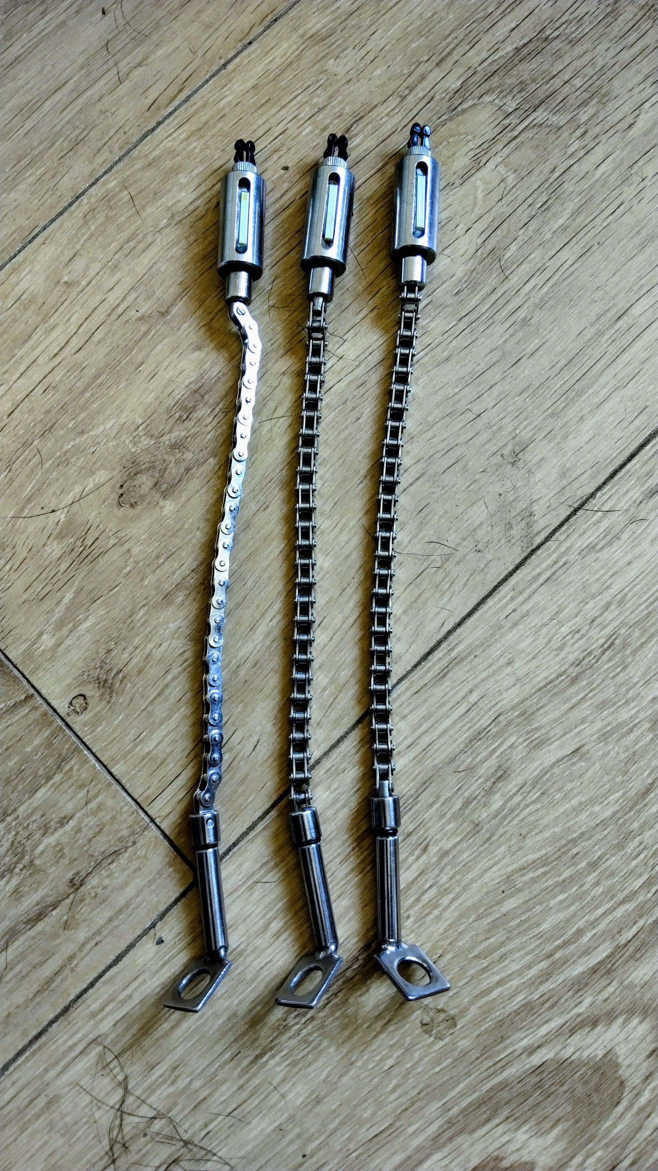 3 Stainless Steel Bike Chain Bobbins Carp Fishing Hangers Cult Old School Inc Hockey Sticks