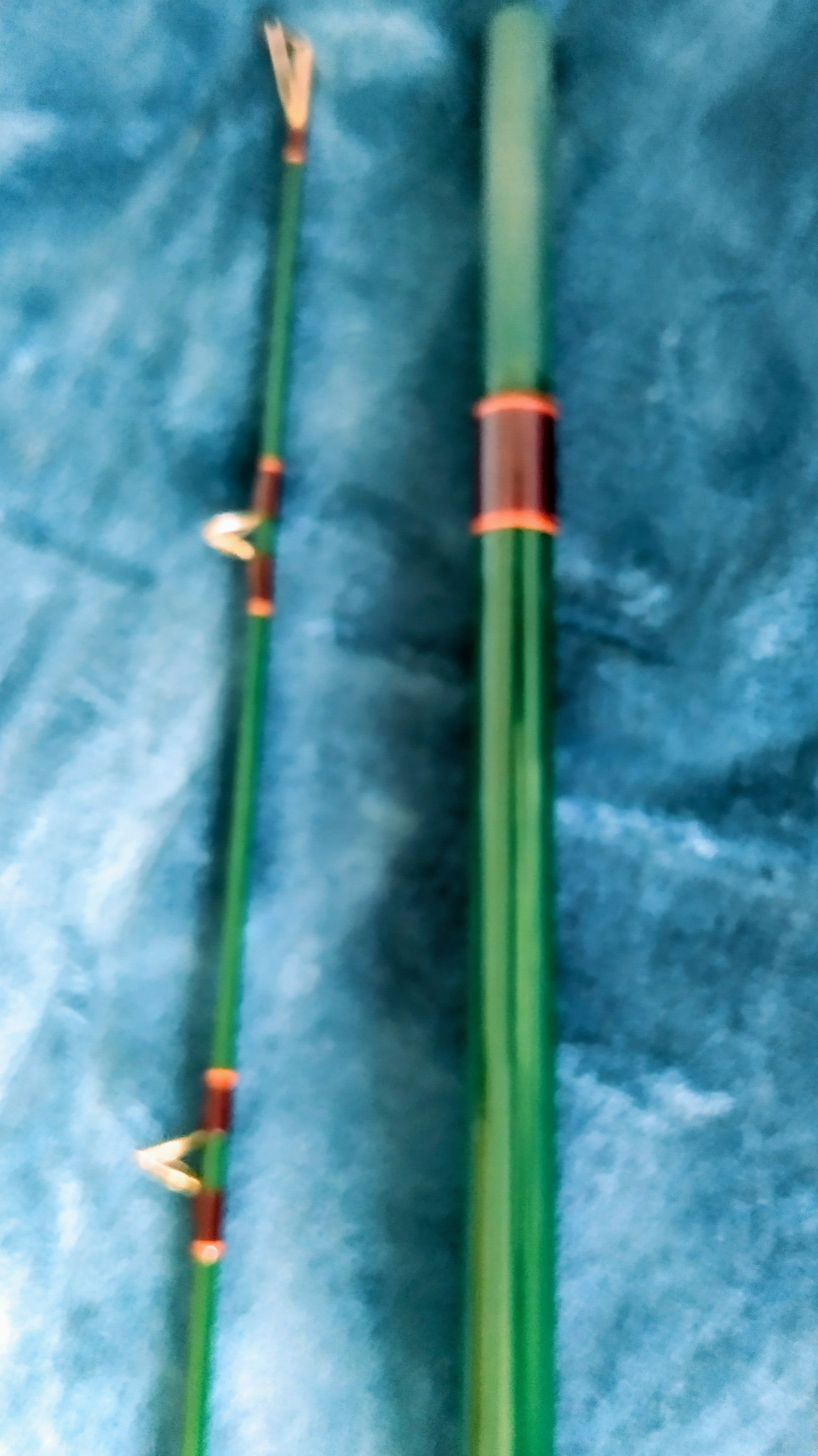 Vintage Going Bros 11ft Green Glass Fishing Rod - Hand Built - Superb Condition