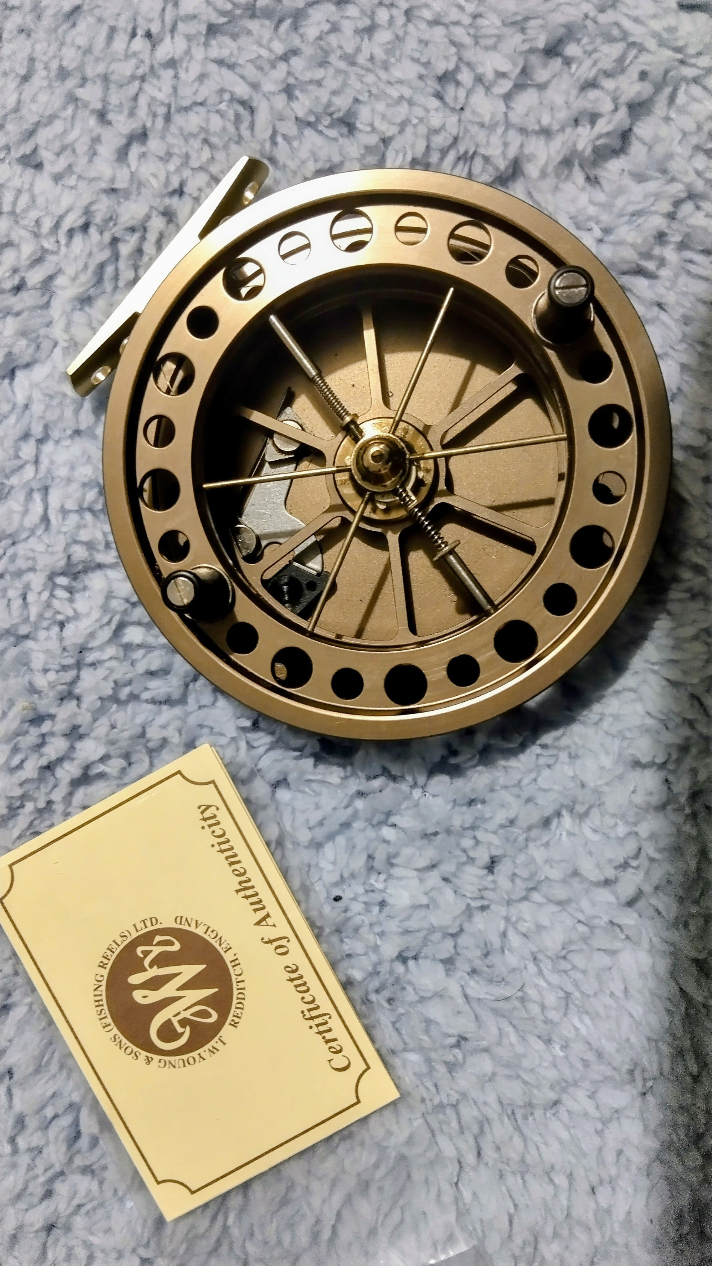 J W Young Purist II 2041 CL Centrepin Reel - As New - Bronze 4.5" Fishing Reel