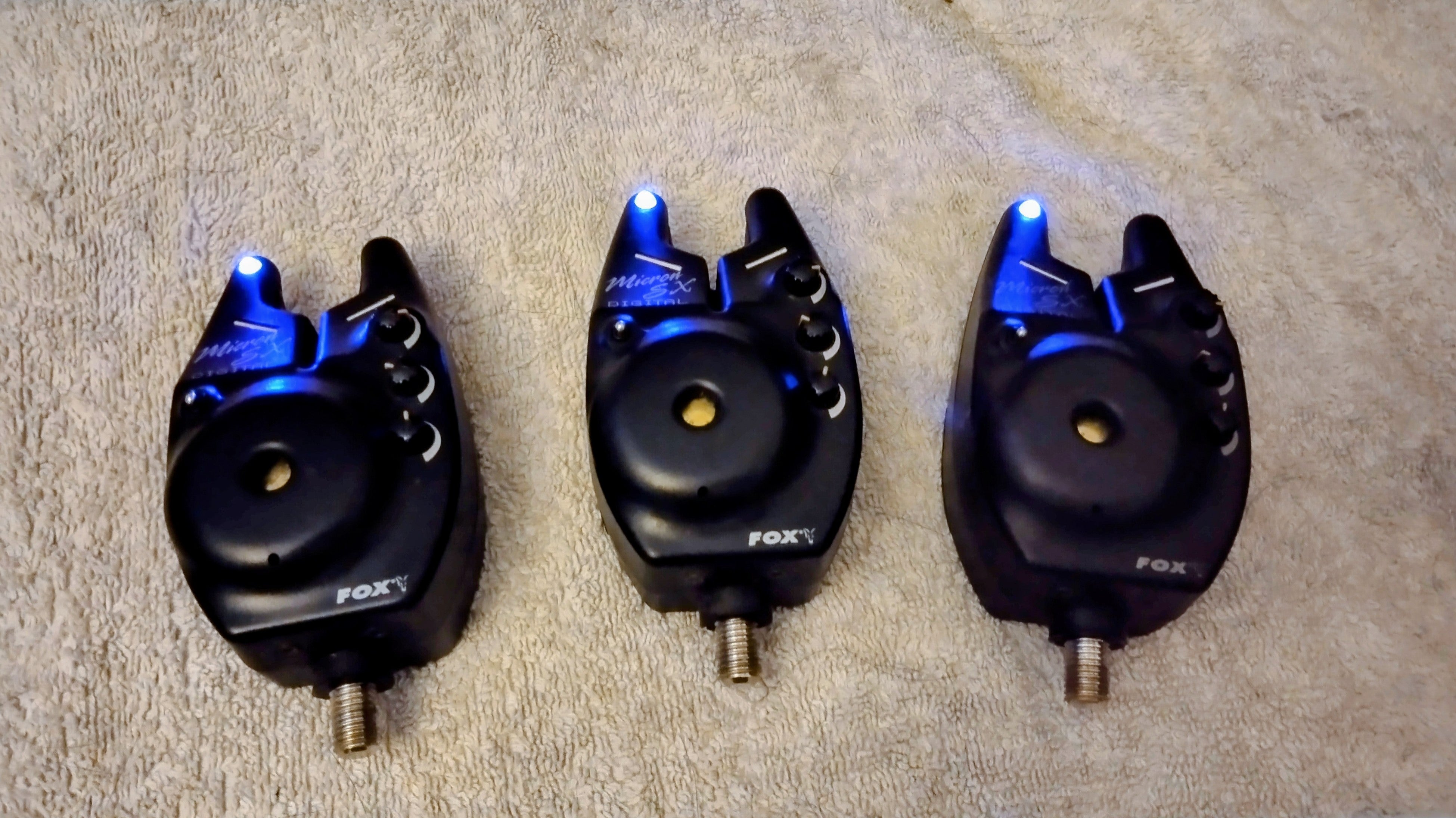 Set of 3 Fox Micron SX Digital Carp Fishing Bite Alarms - Great Condition