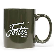 Fortis 'See Deeper' Ceramic Angling Mug - Black Orange Green Tea Coffee Cup