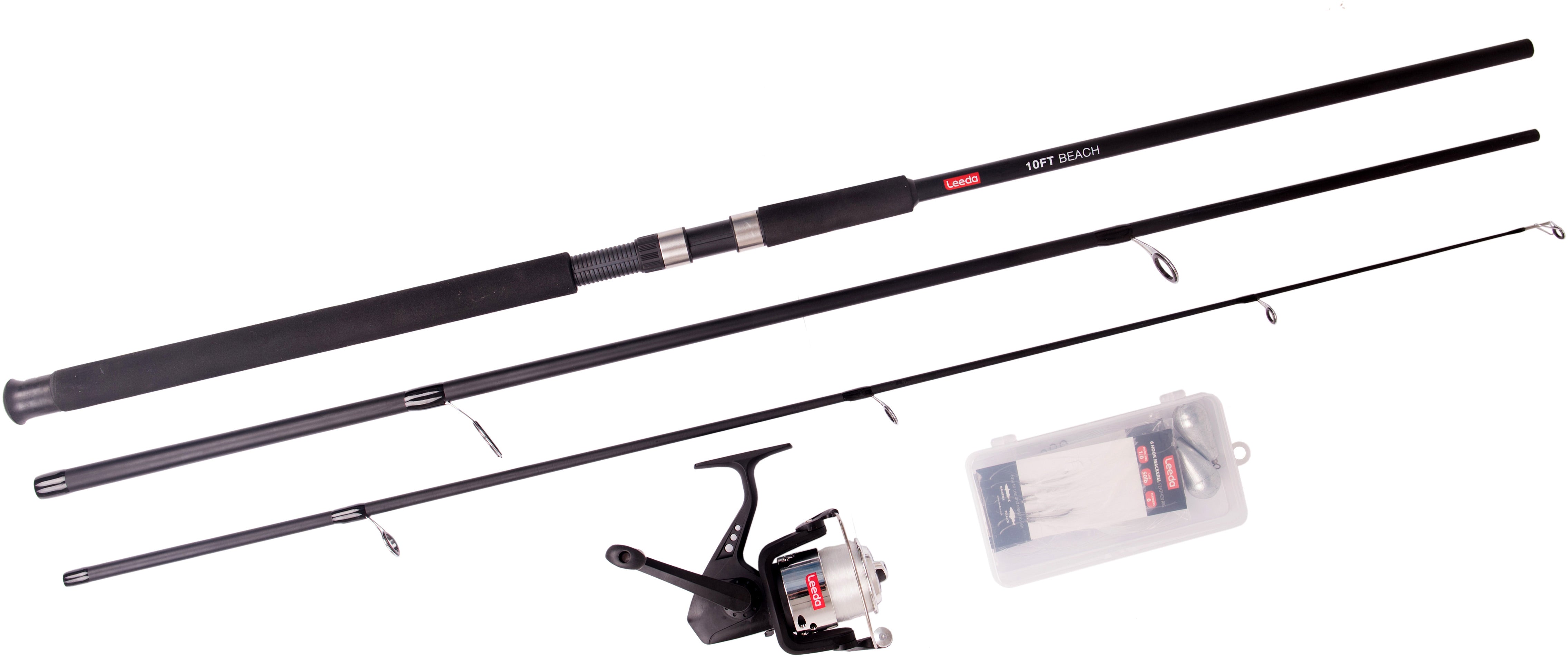 Leeda 10' Mackerel Feathers Sea Fishing Kit / Rod + Reel Combi