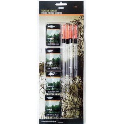 FLADEN Night & Day Float Set (4 Pack) + 6 Chemical Glow Stick Lights Night Fishing